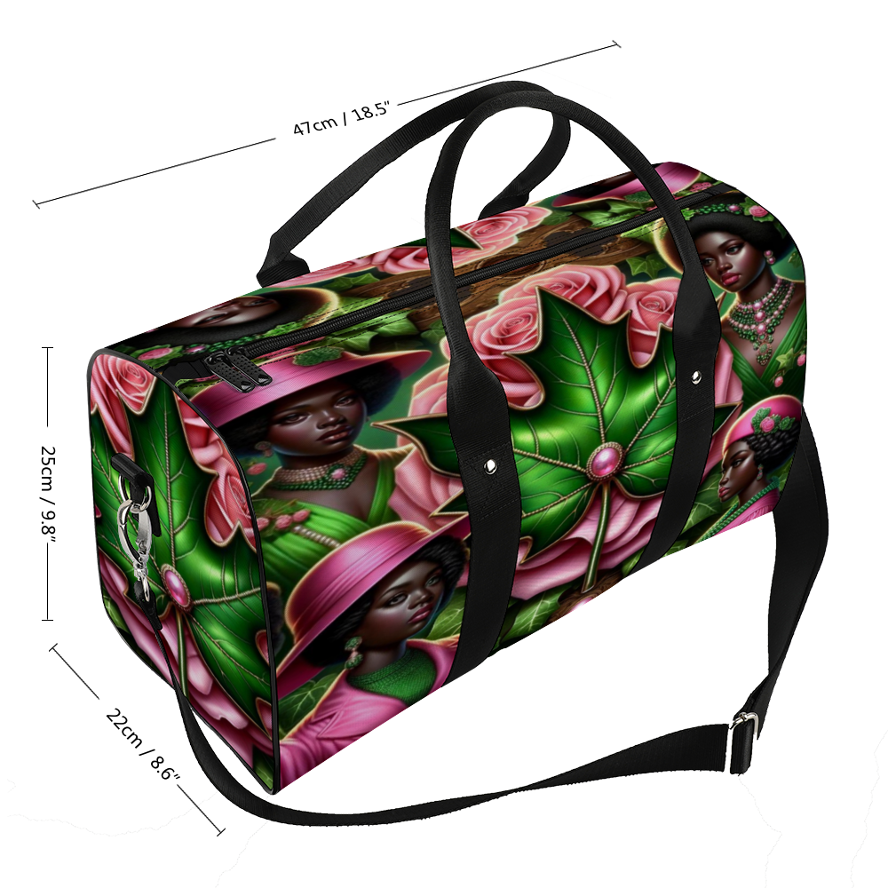 AKA, Pink & Green,Sorority Large Travel Luggage Gym Bags Duffel Bags