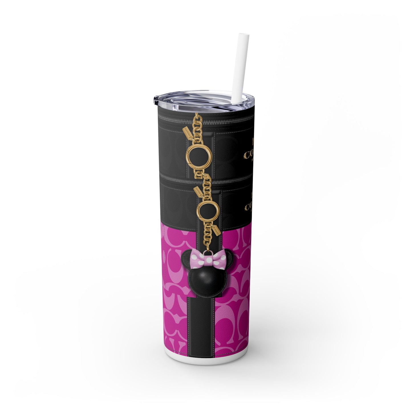 Coach Pink Purse -Skinny Tumbler with Straw, 20oz