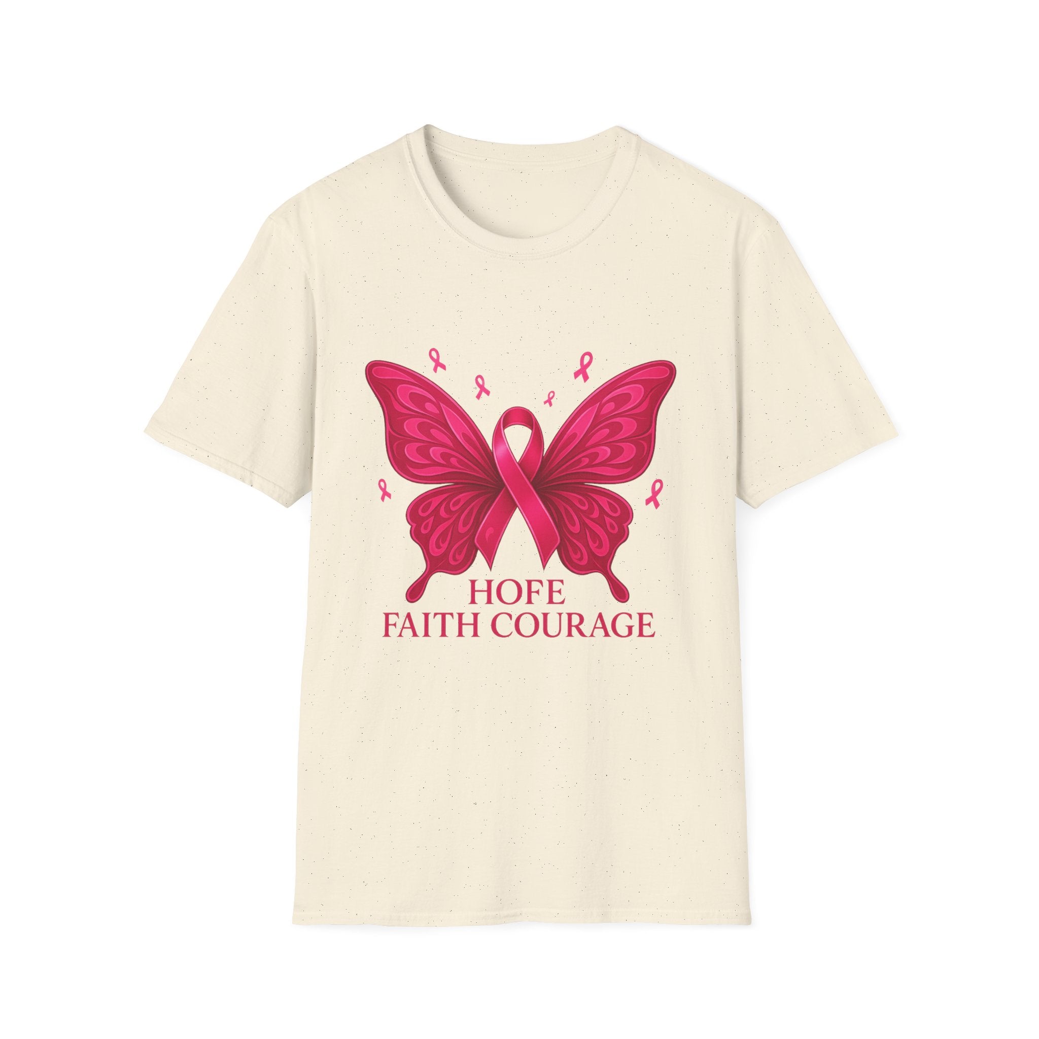 Hope Butterfly T-Shirt, Breast Cancer Awareness Tee, Faith Courage Shirt, Unisex Softstyle T-Shirt, Pink Ribbon Apparel