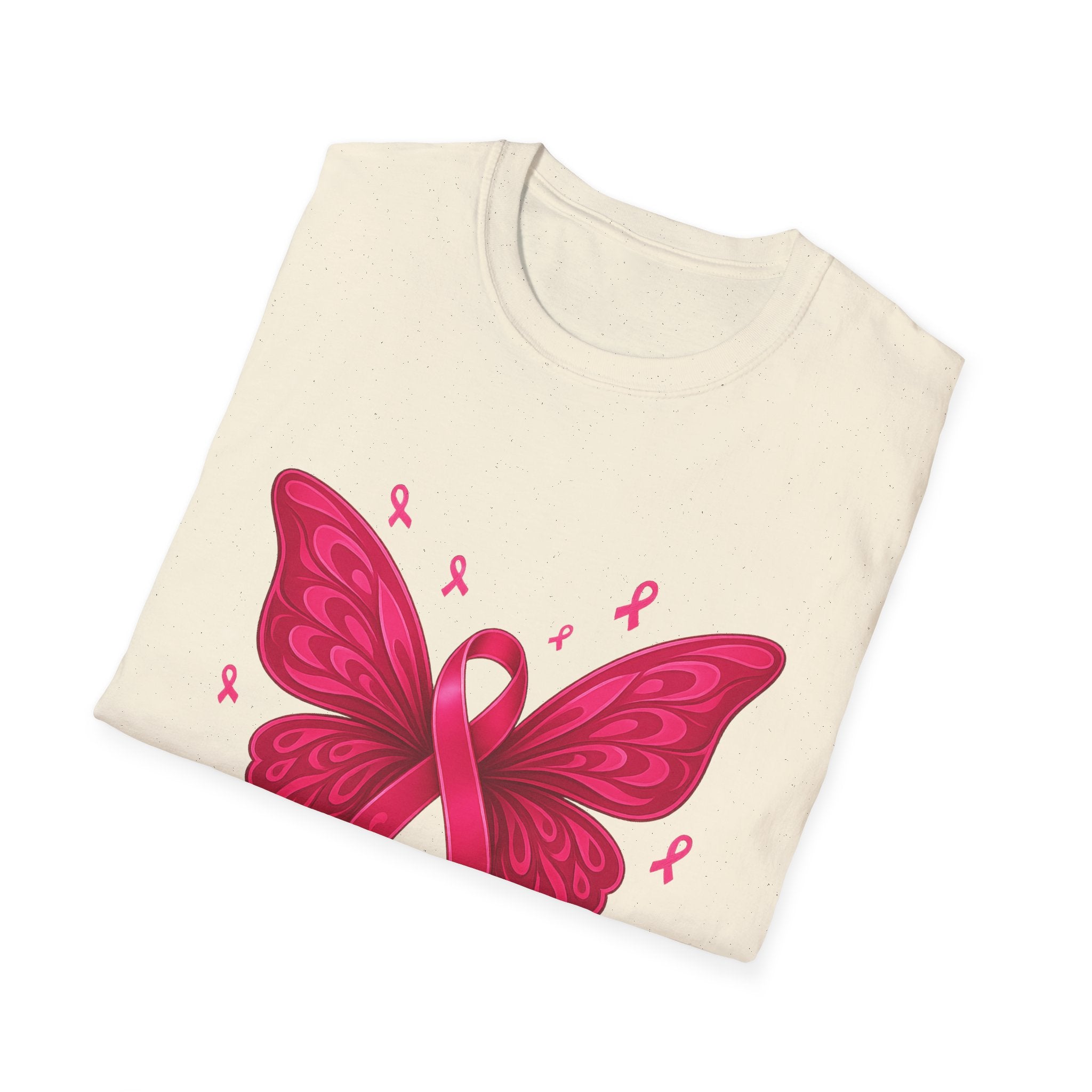 Hope Butterfly T-Shirt, Breast Cancer Awareness Tee, Faith Courage Shirt, Unisex Softstyle T-Shirt, Pink Ribbon Apparel