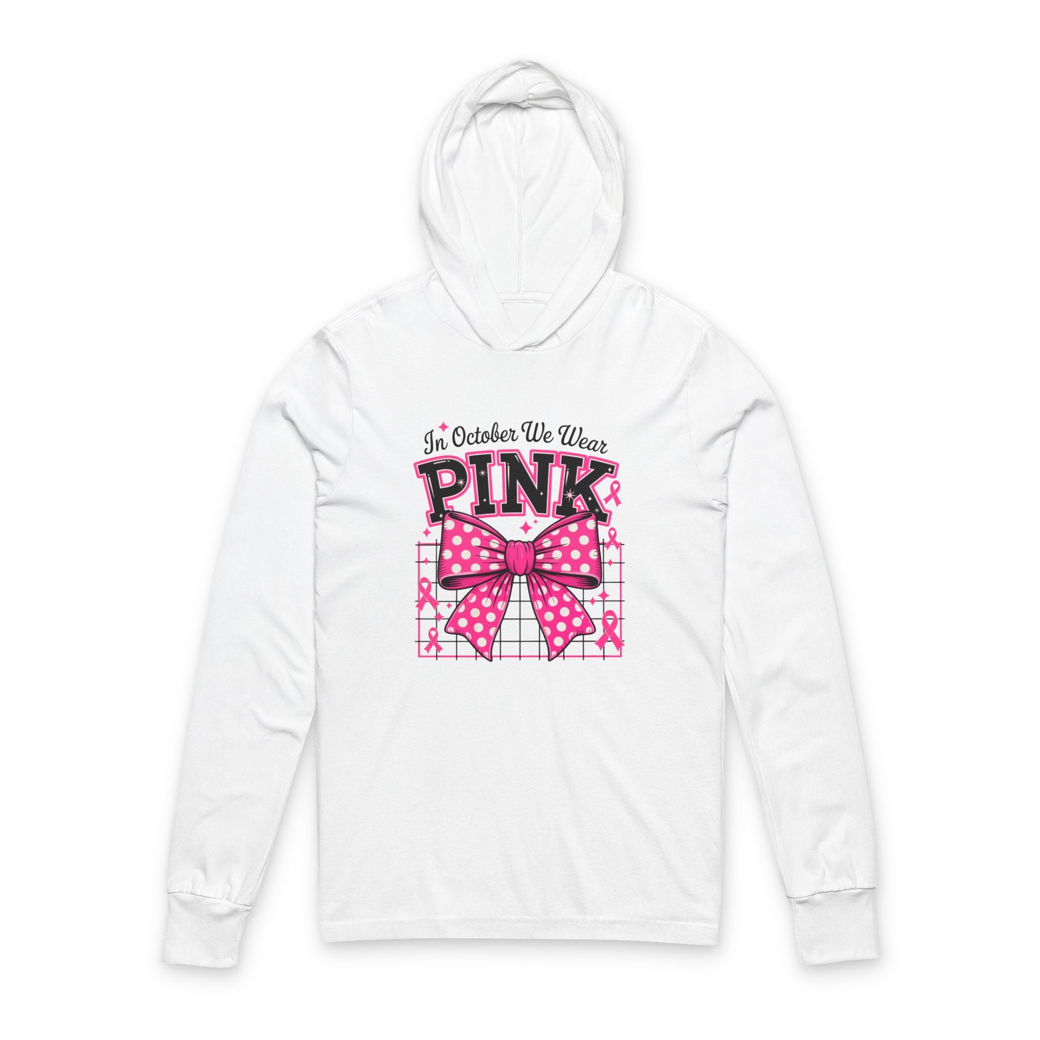 Pink October Awareness Unisex Hooded Long Sleeve Tee, Breast Cancer Awareness Month, Gift for Her, Supportive Apparel, Cancer Fighter Shirt
