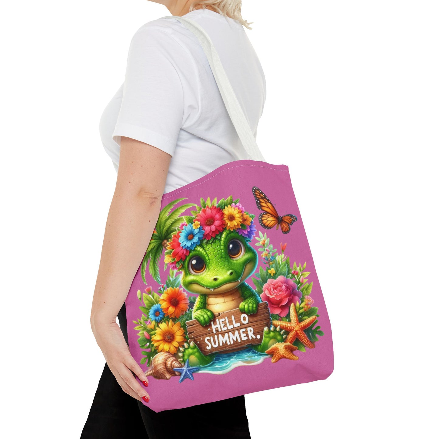 Hello Summer Cute Frog Tote Bag - Vibrant Beach Style for Summer Fun
