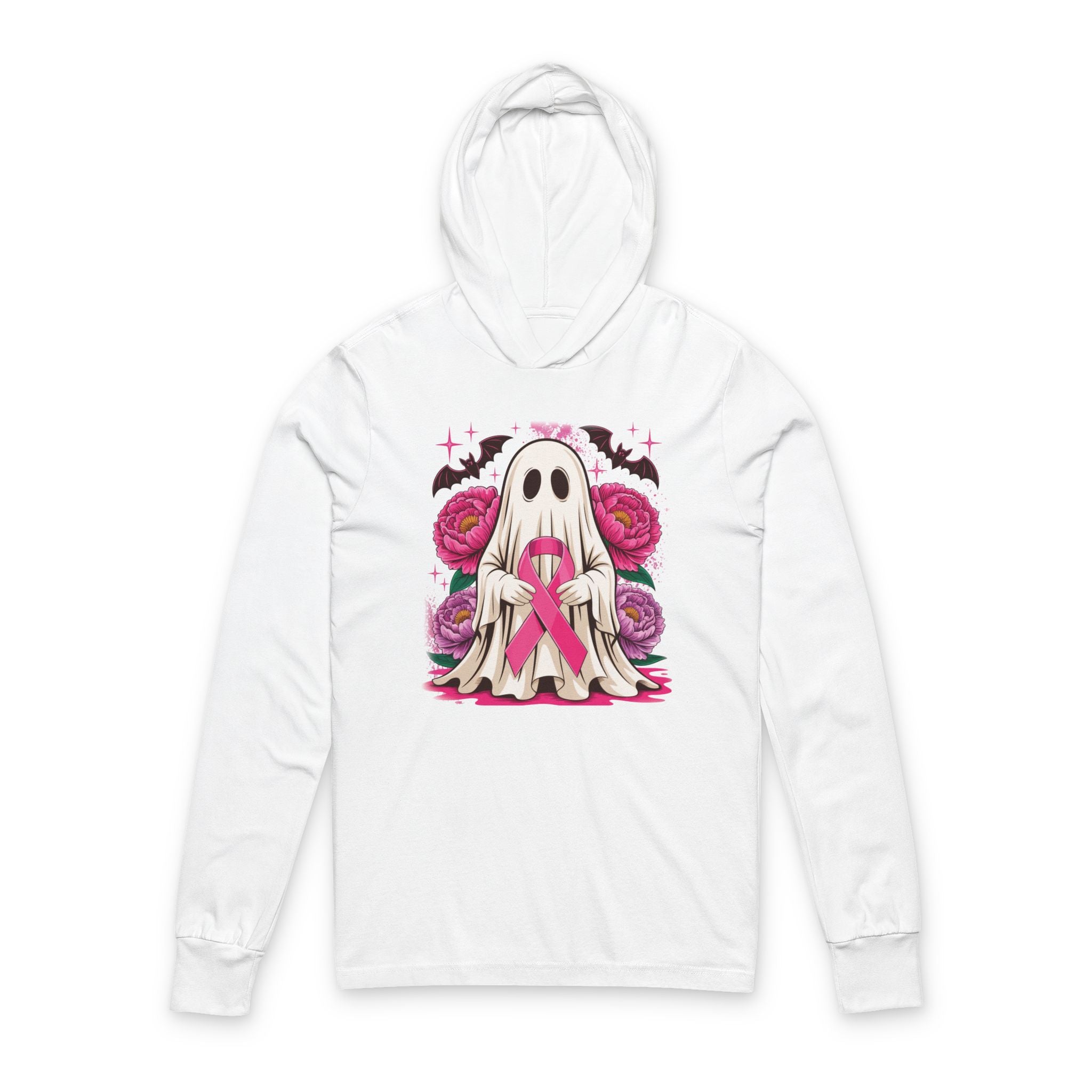 Spooky Ghost Floral Hoodie, Halloween Apparel, Unisex Long Sleeve Tee, Comfy Graphic Hoodie, Autumn Fashion