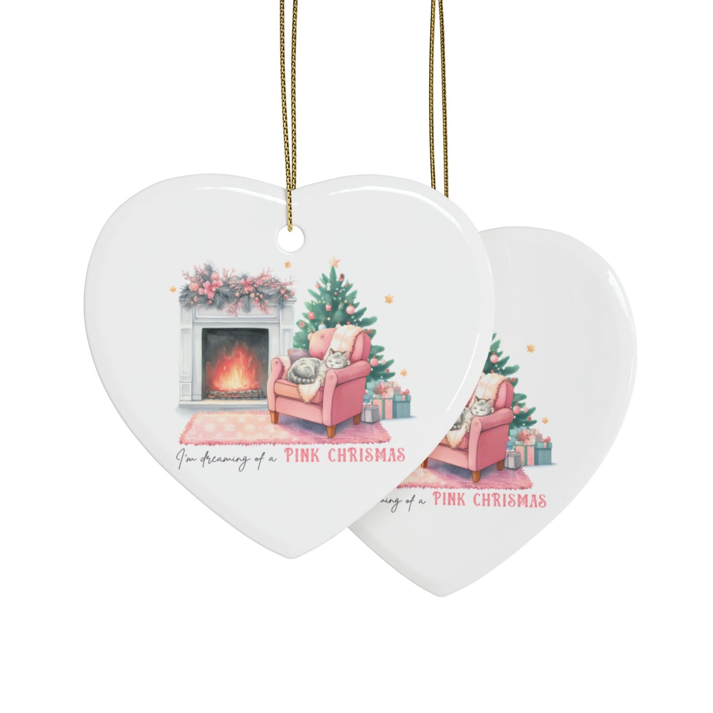 I'm Dreaming of a Pink Christmas Ceramic Ornaments (1pcs, 5pcs, 10pcs, 20pcs)