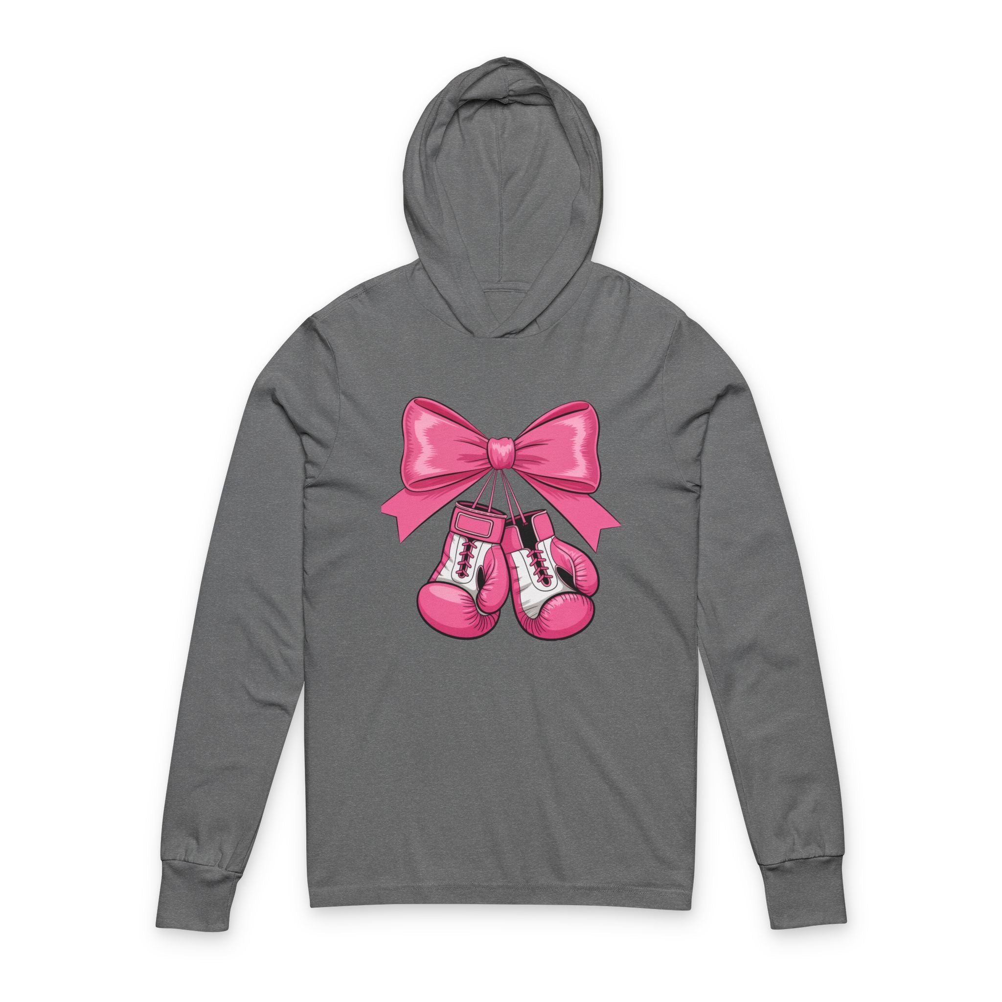 Cute Boxing Shoes Hooded Tee for Women, Unisex Stylish Long Sleeve, Gym Apparel, Gift for Fitness Lovers, Sportswear, Motivation Shirt
