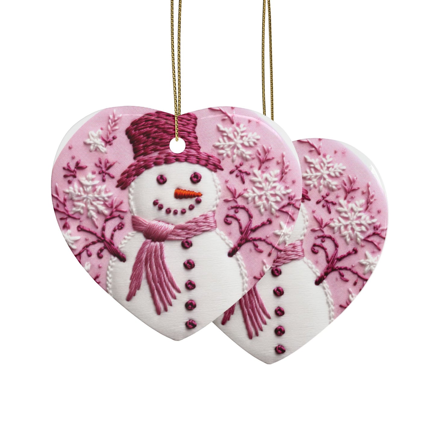 Heart Shape Embroidery Ceramic Ornaments (1pcs, 5pcs, 10pcs, 20pcs)