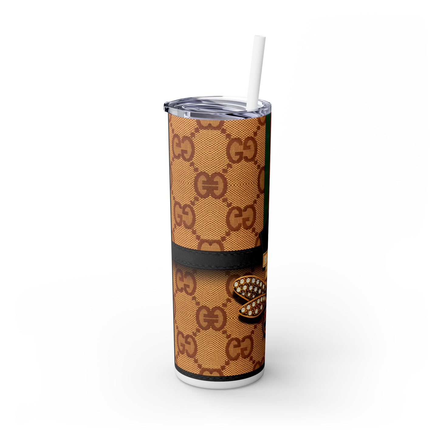 Gucci Bee Brown Purse -Skinny Tumbler with Straw, 20oz