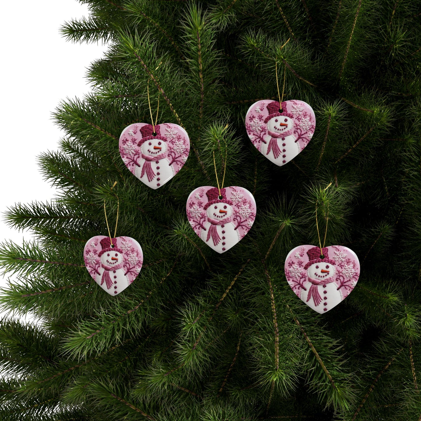 Heart Shape Embroidery Ceramic Ornaments (1pcs, 5pcs, 10pcs, 20pcs)