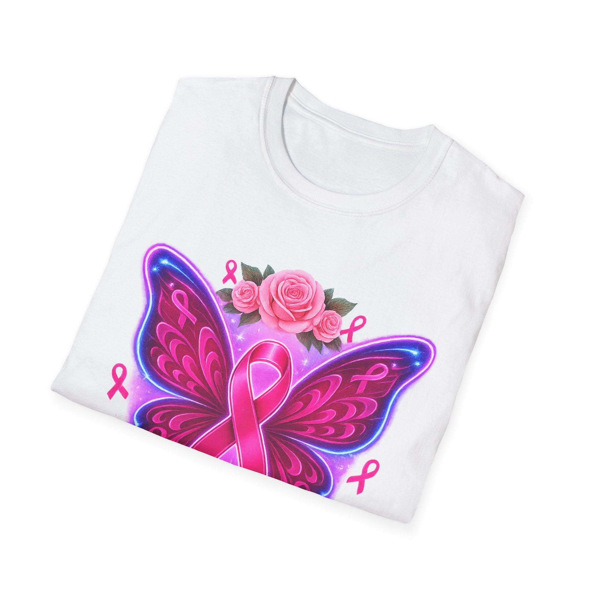 Hope Courage Butterfly T-Shirt, Breast Cancer Awareness Tee, Gift for Supporters, Unisex Softstyle Shirt, Inspirational Graphic Tee