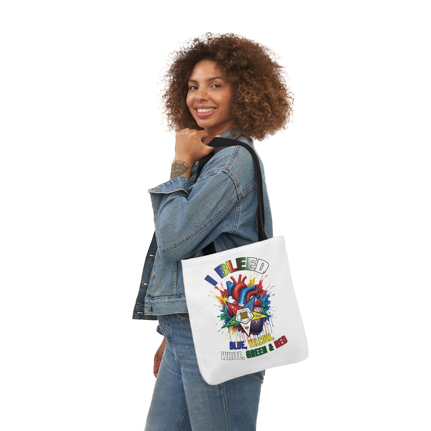 I Bleed OES, Order of the Eastern Star, Sistar, Sisterhood, Eastern Star, Sorority, Canvas Tote Bag, 5-Color Straps