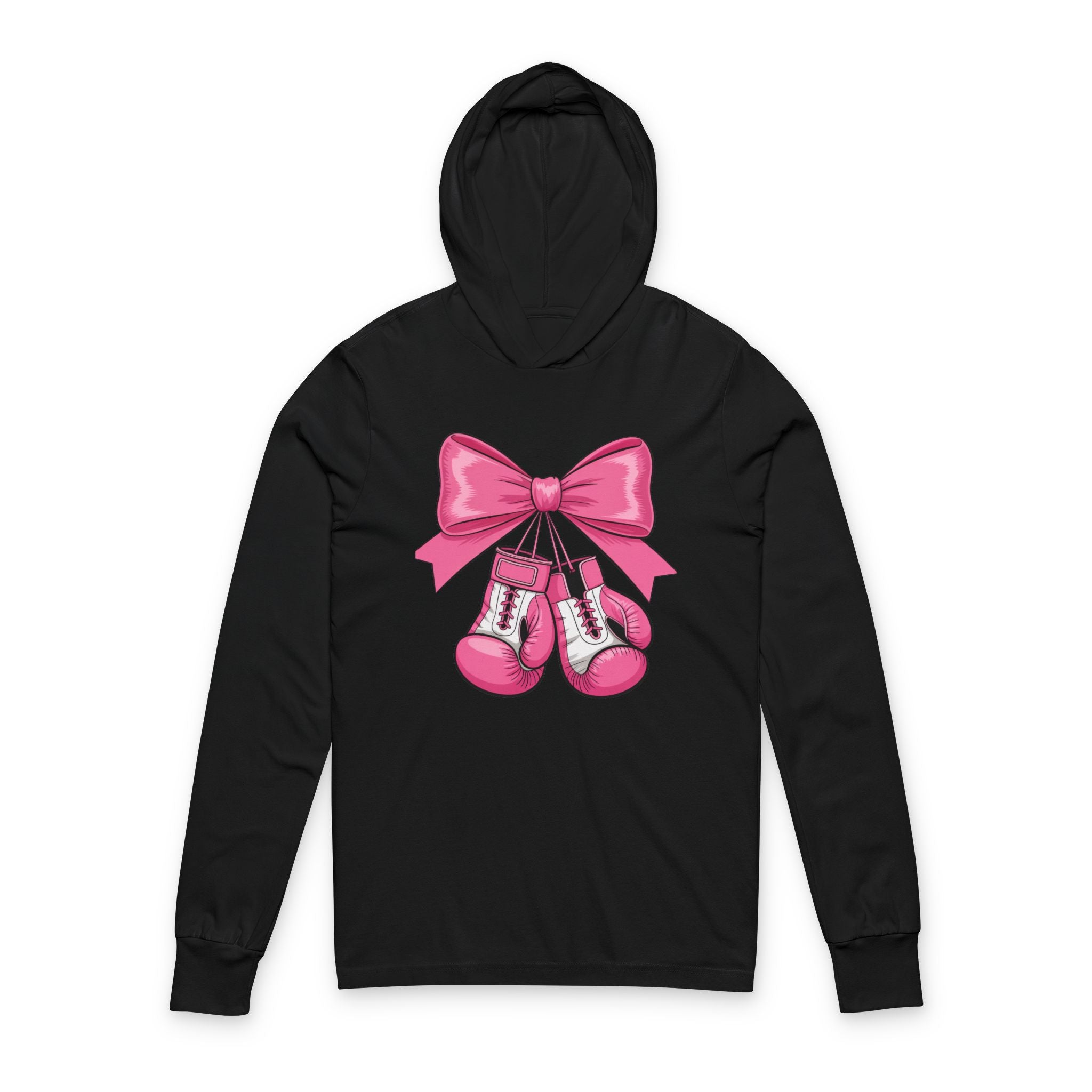 Cute Boxing Shoes Hooded Tee for Women, Unisex Stylish Long Sleeve, Gym Apparel, Gift for Fitness Lovers, Sportswear, Motivation Shirt