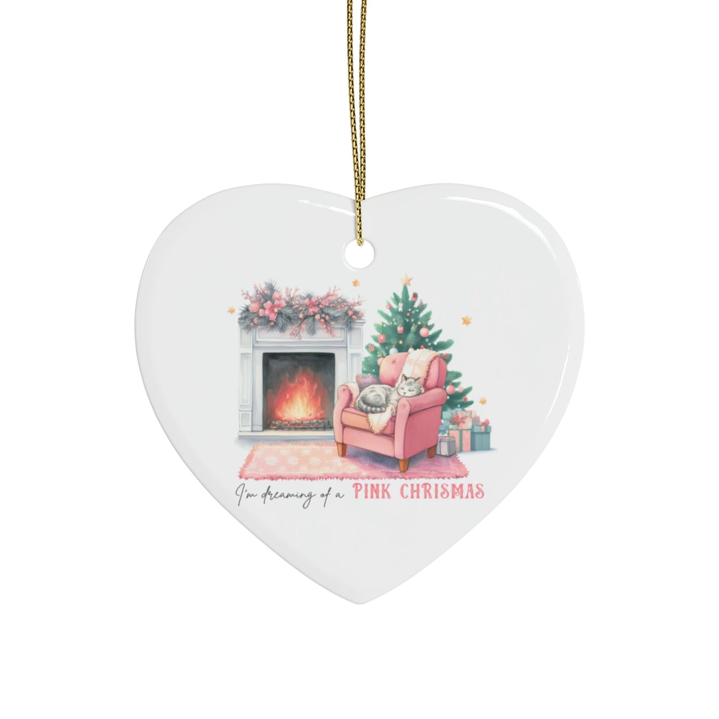 I'm Dreaming of a Pink Christmas Ceramic Ornaments (1pcs, 5pcs, 10pcs, 20pcs)