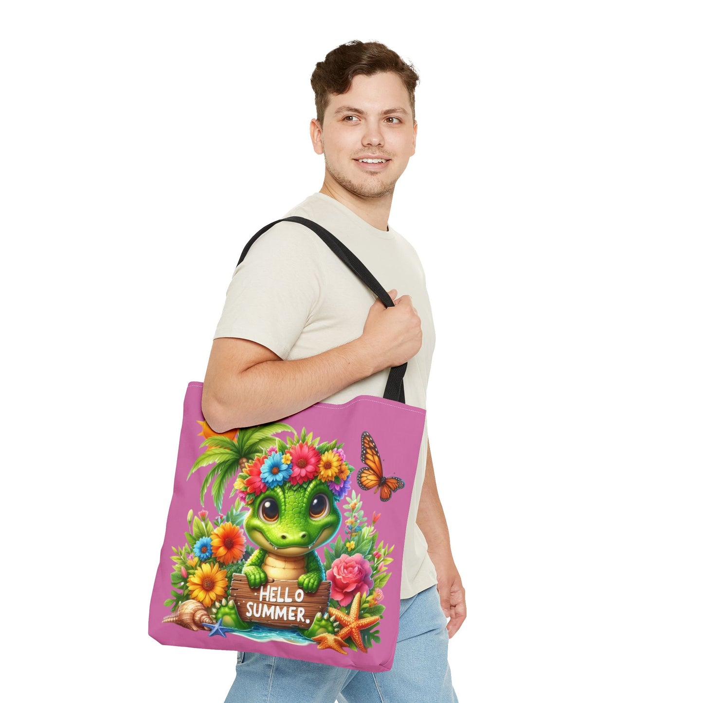Hello Summer Cute Frog Tote Bag - Vibrant Beach Style for Summer Fun