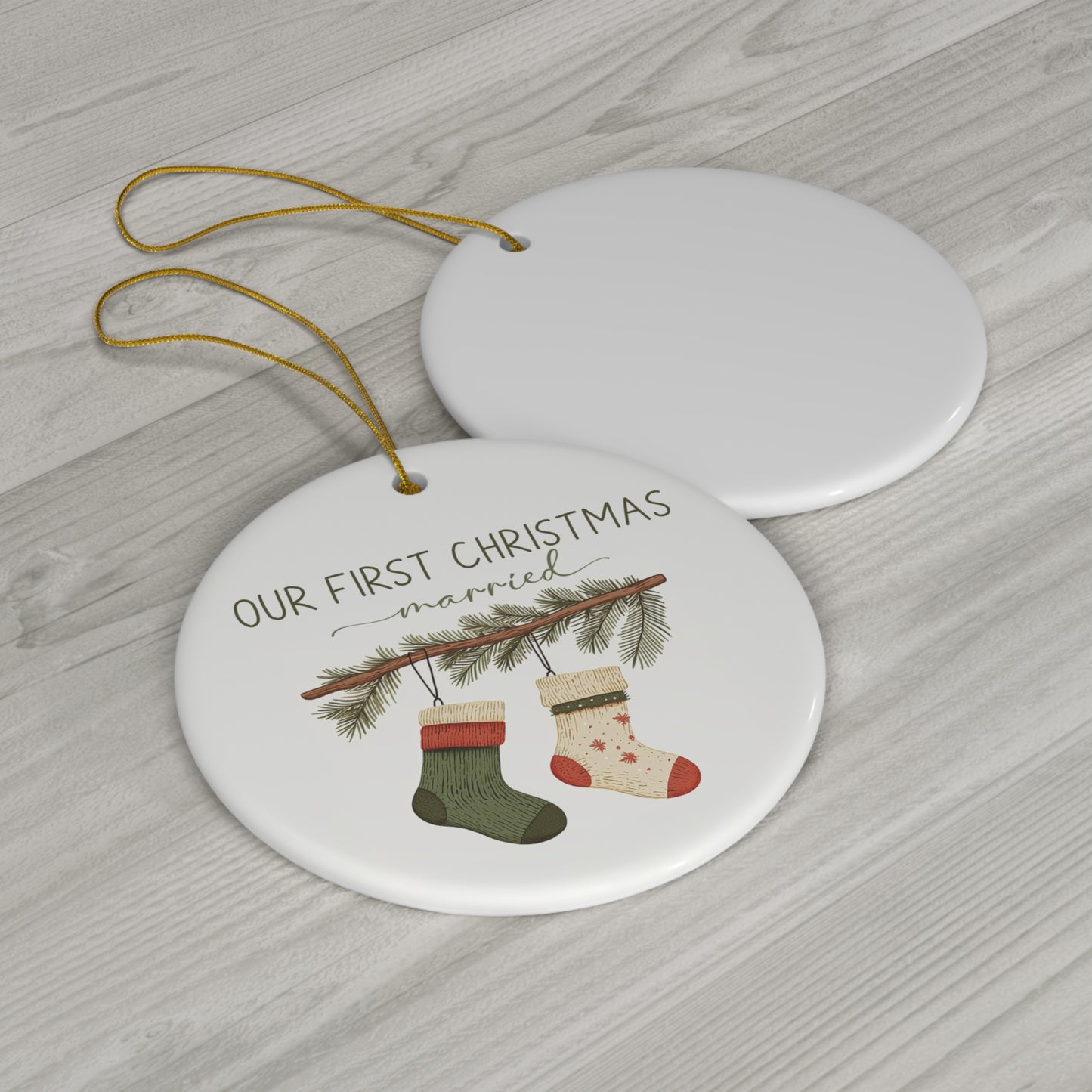 Our First Christmas Married,1st Christmas, Ceramic Ornament, Personalized Ornament