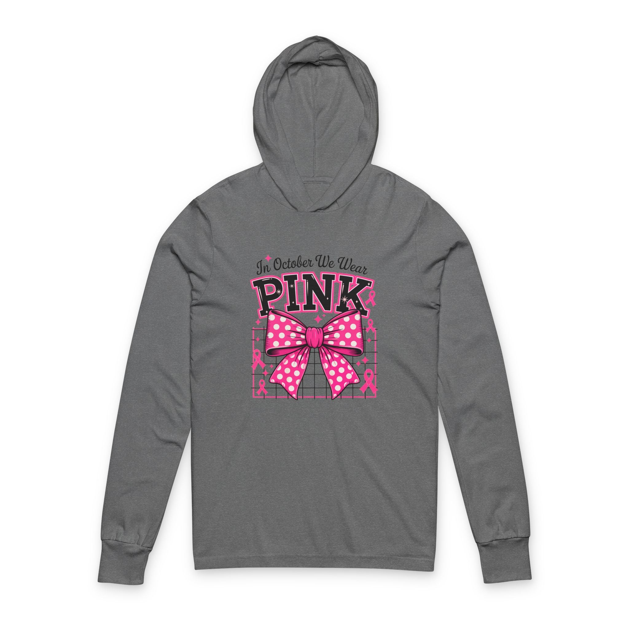 Pink October Awareness Unisex Hooded Long Sleeve Tee, Breast Cancer Awareness Month, Gift for Her, Supportive Apparel, Cancer Fighter Shirt