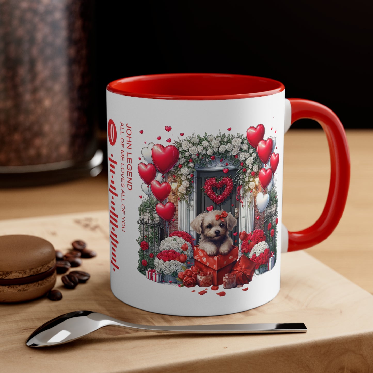 a coffee mug sitting on top of a table