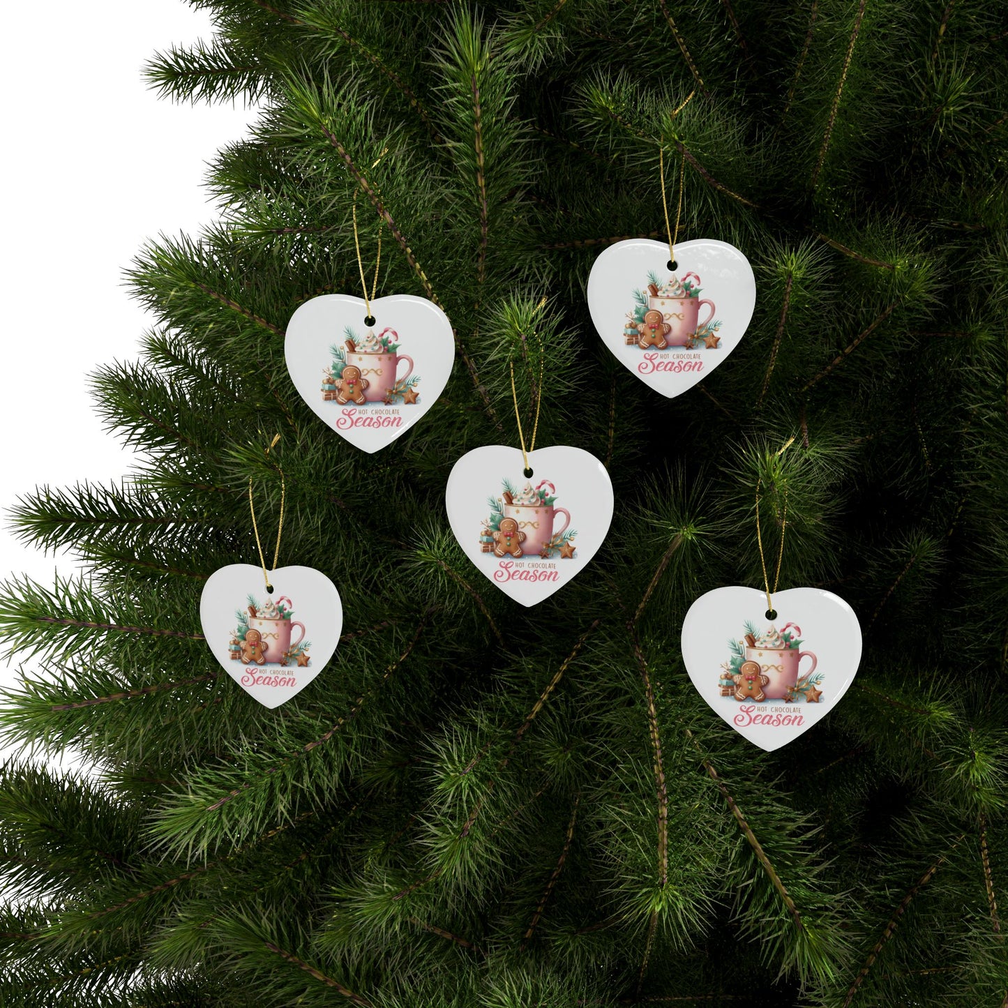 Hot Chocolate Season Ceramic Ornament - Perfect Holiday Gift! Ceramic Ornaments (1pcs, 5pcs, 10pcs, 20pcs)