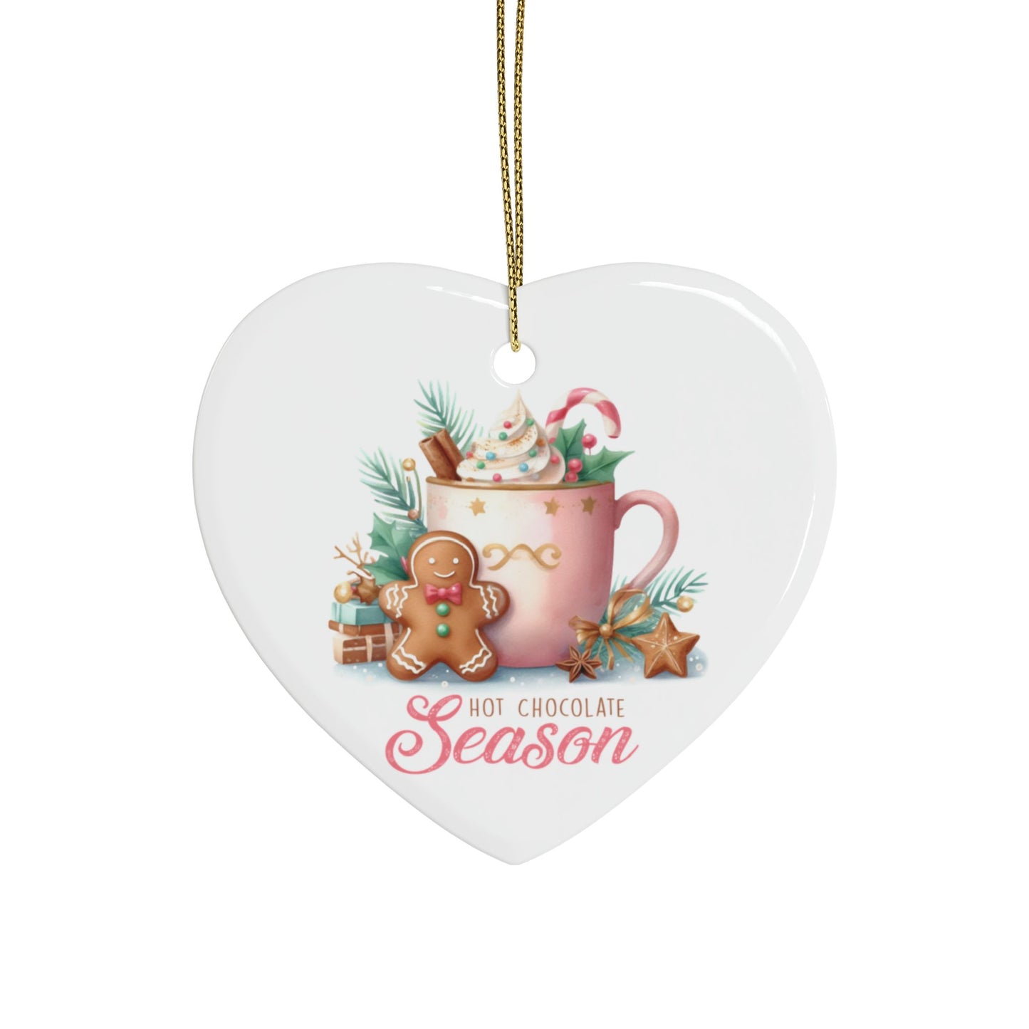 Hot Chocolate Season Ceramic Ornament - Perfect Holiday Gift! Ceramic Ornaments (1pcs, 5pcs, 10pcs, 20pcs)