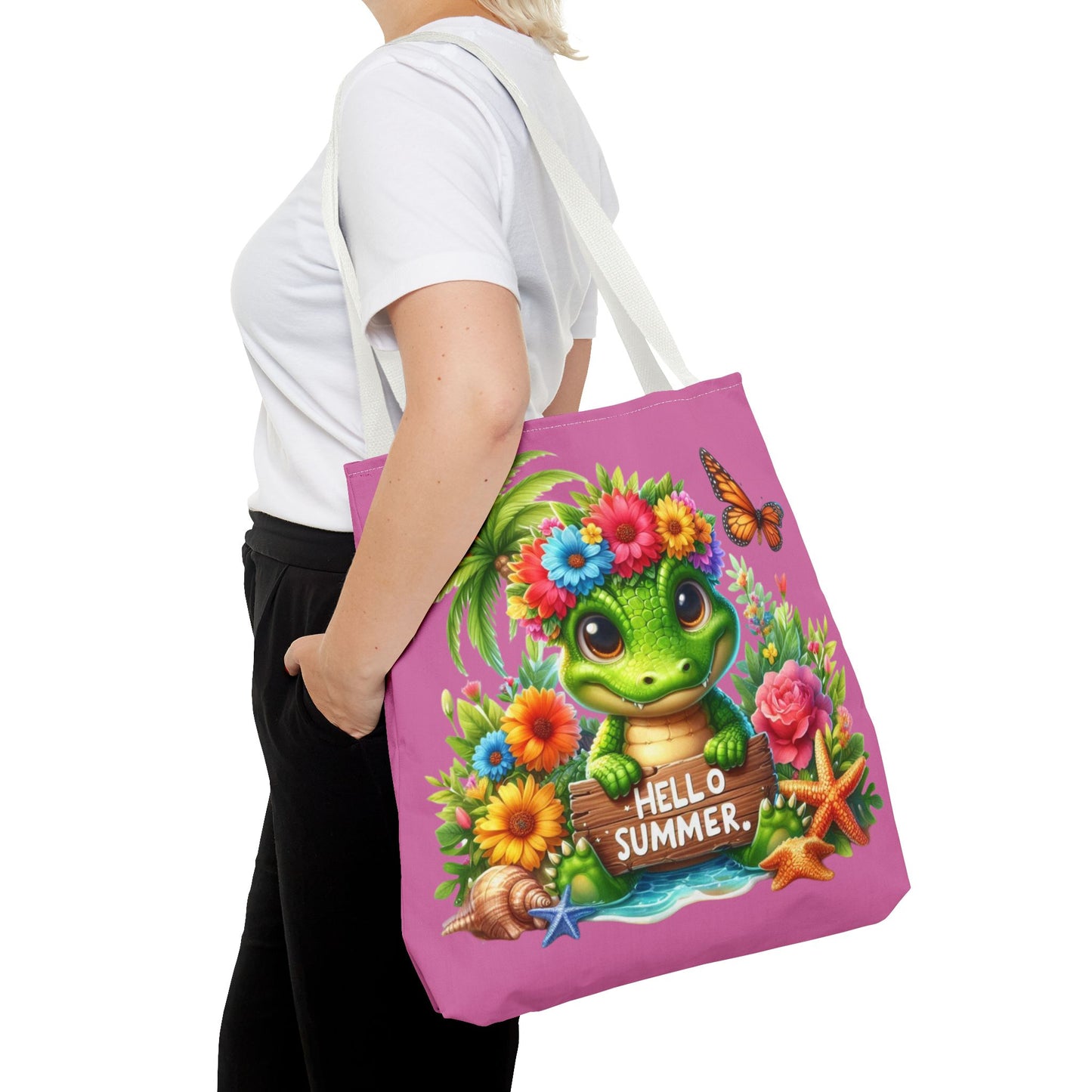 Hello Summer Cute Frog Tote Bag - Vibrant Beach Style for Summer Fun