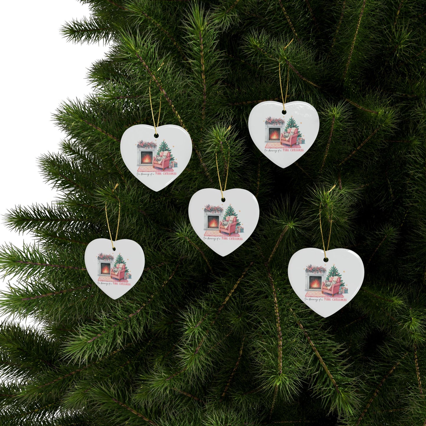 I'm Dreaming of a Pink Christmas Ceramic Ornaments (1pcs, 5pcs, 10pcs, 20pcs)