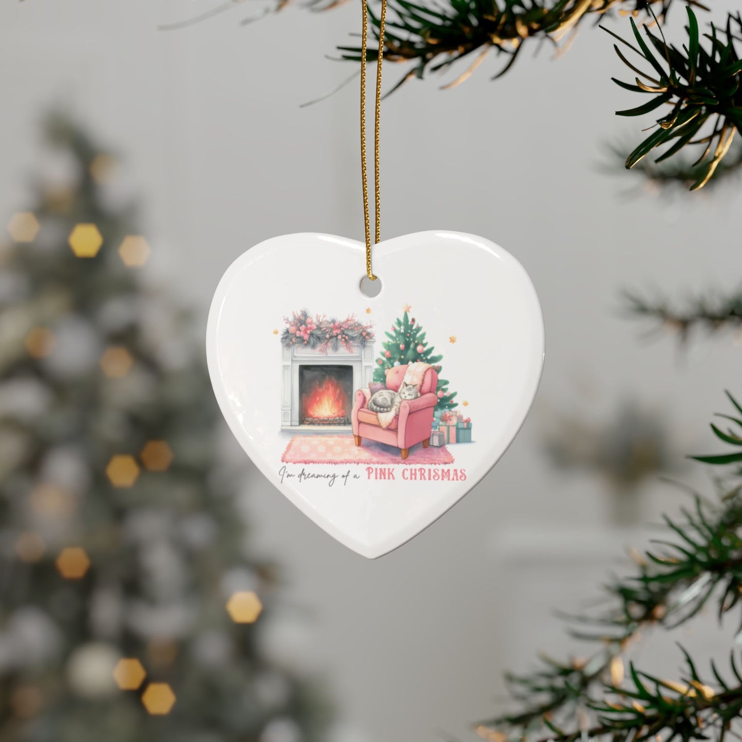 I'm Dreaming of a Pink Christmas Ceramic Ornaments (1pcs, 5pcs, 10pcs, 20pcs)