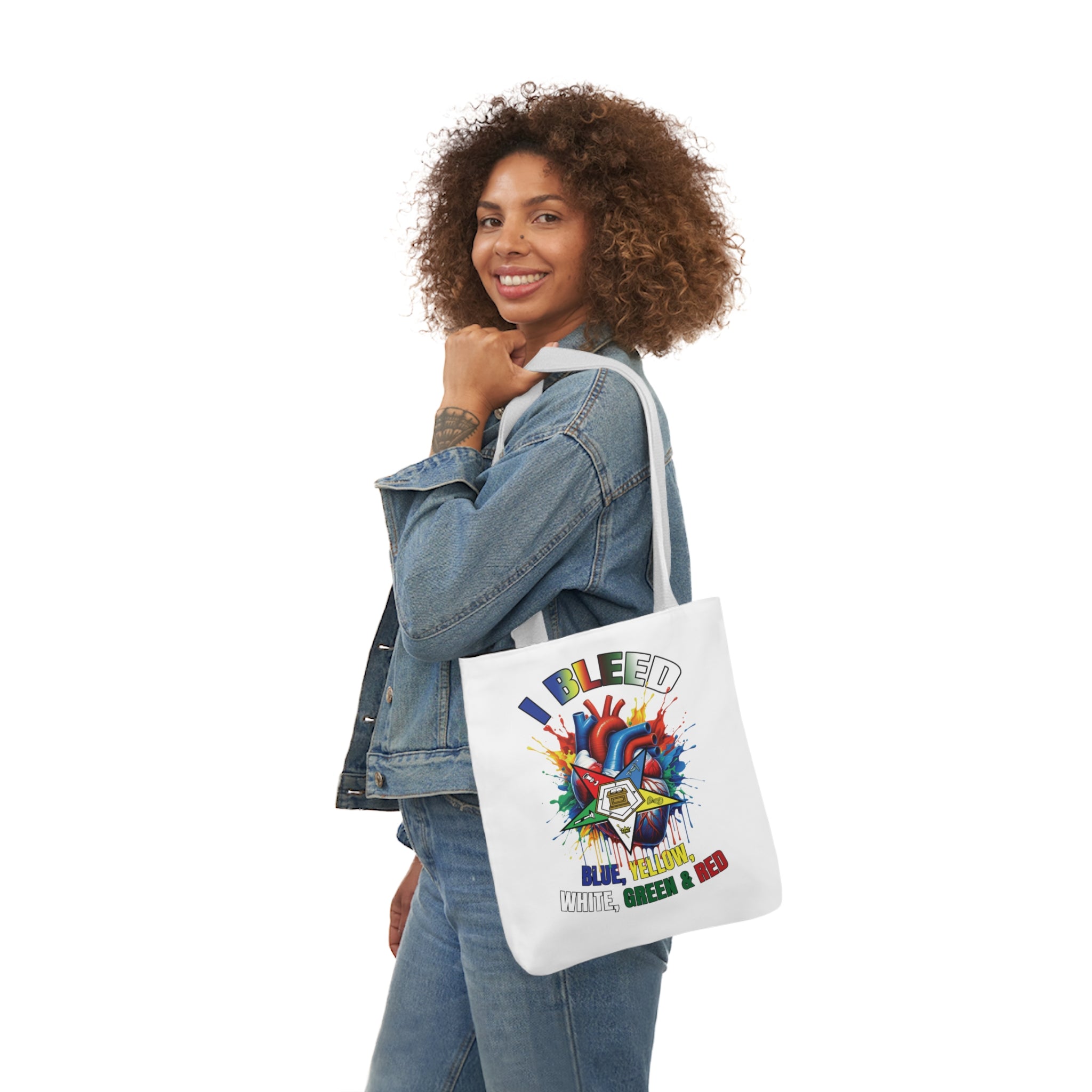 I Bleed OES, Order of the Eastern Star, Sistar, Sisterhood, Eastern Star, Sorority, Canvas Tote Bag, 5-Color Straps