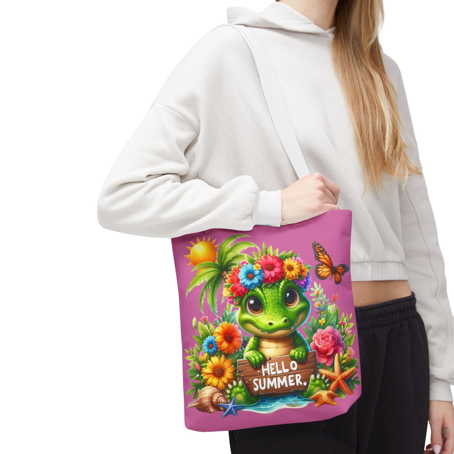 Hello Summer Cute Frog Tote Bag - Vibrant Beach Style for Summer Fun