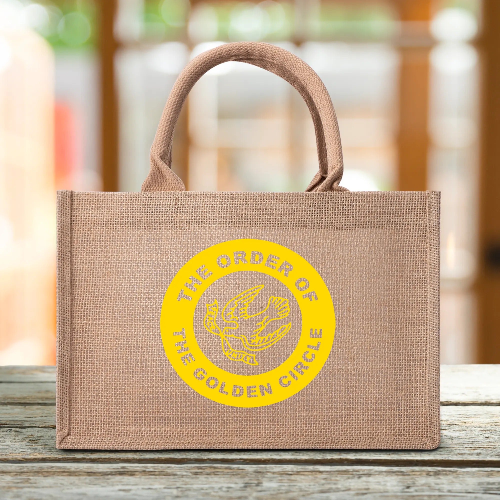 Order of the Golden Circle Reusable Jute Burlap Tote Bag, OES, | popcustoms