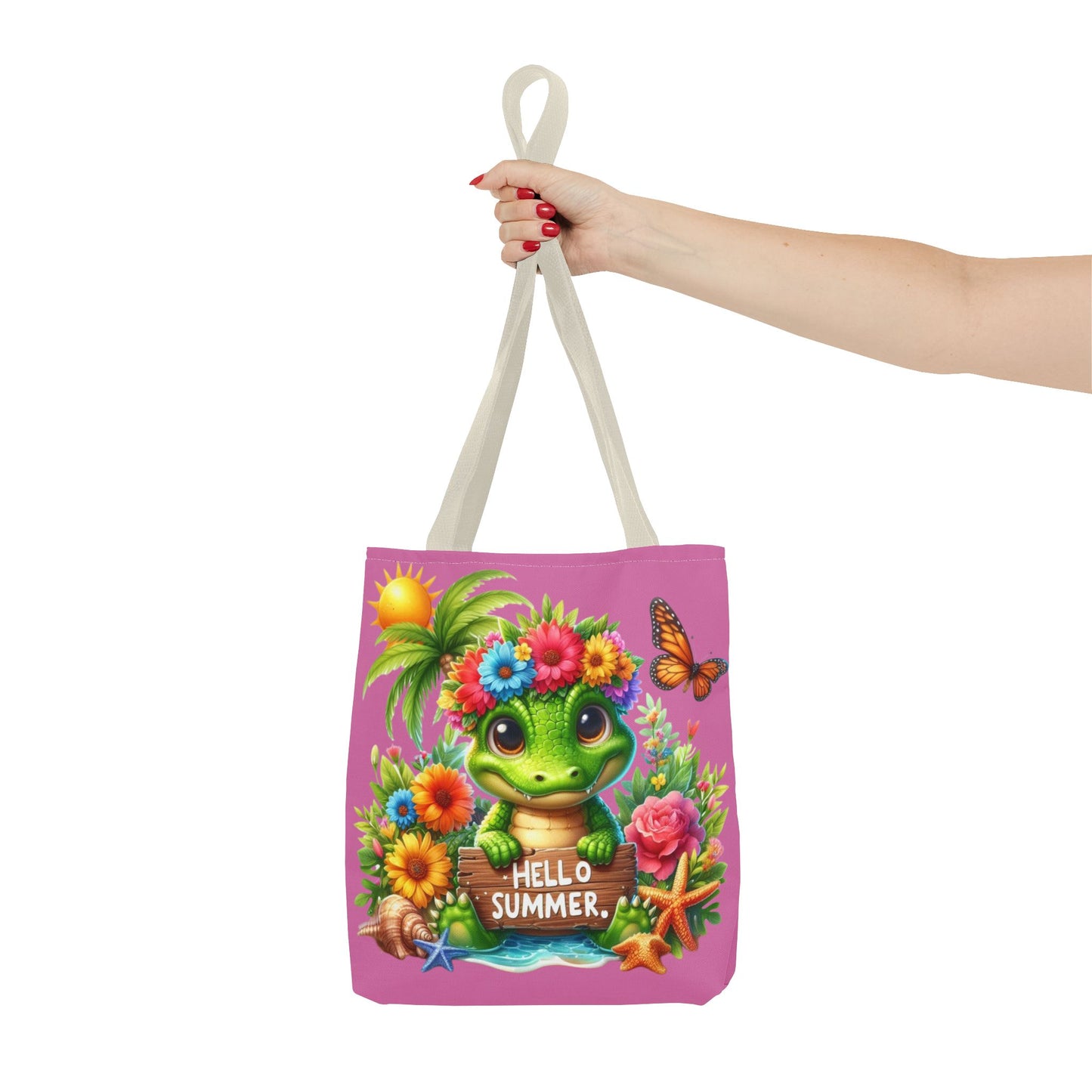 Hello Summer Cute Frog Tote Bag - Vibrant Beach Style for Summer Fun