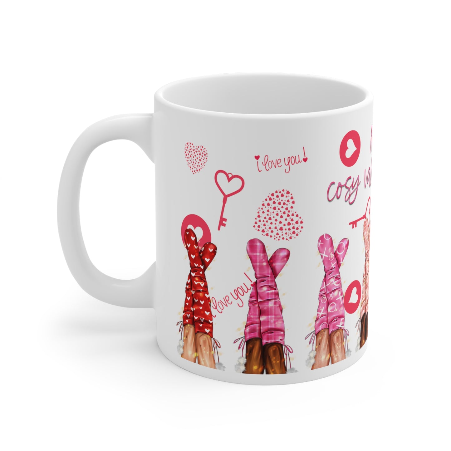 a coffee mug sitting next to a coffee cup