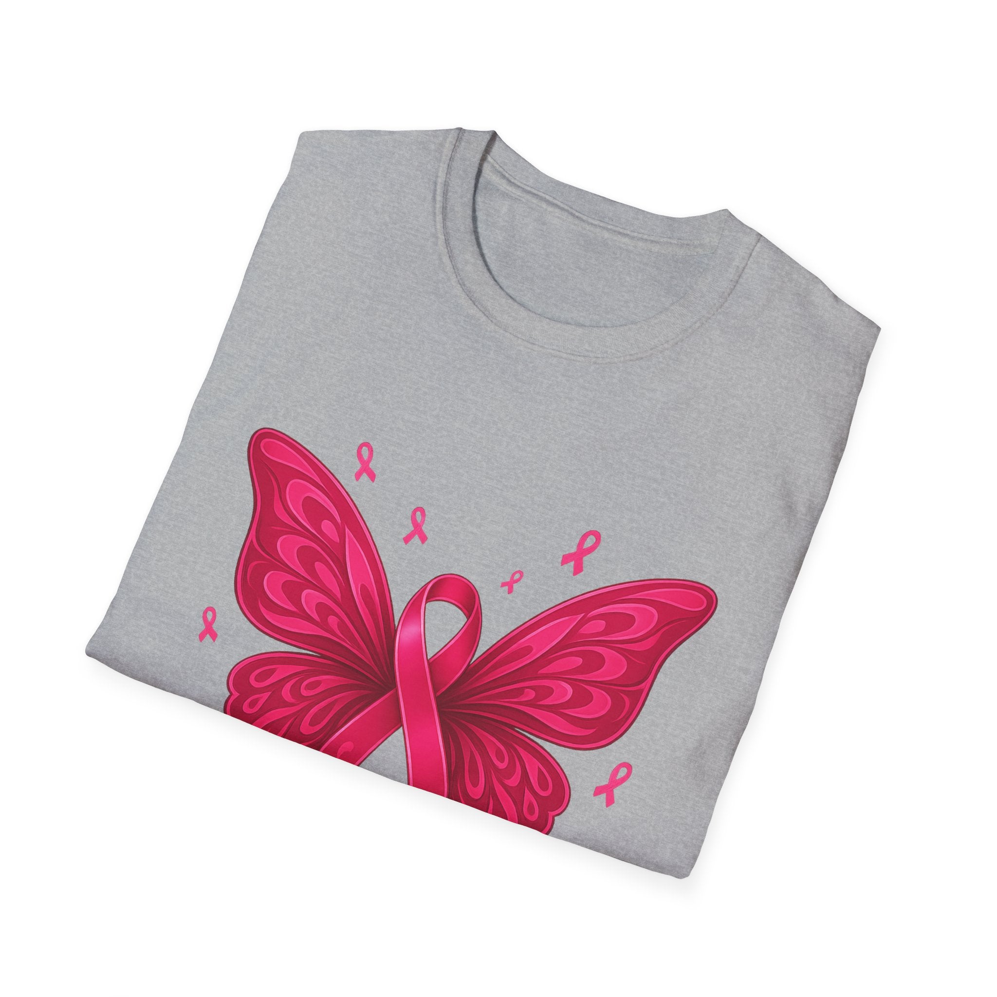 Hope Butterfly T-Shirt, Breast Cancer Awareness Tee, Faith Courage Shirt, Unisex Softstyle T-Shirt, Pink Ribbon Apparel