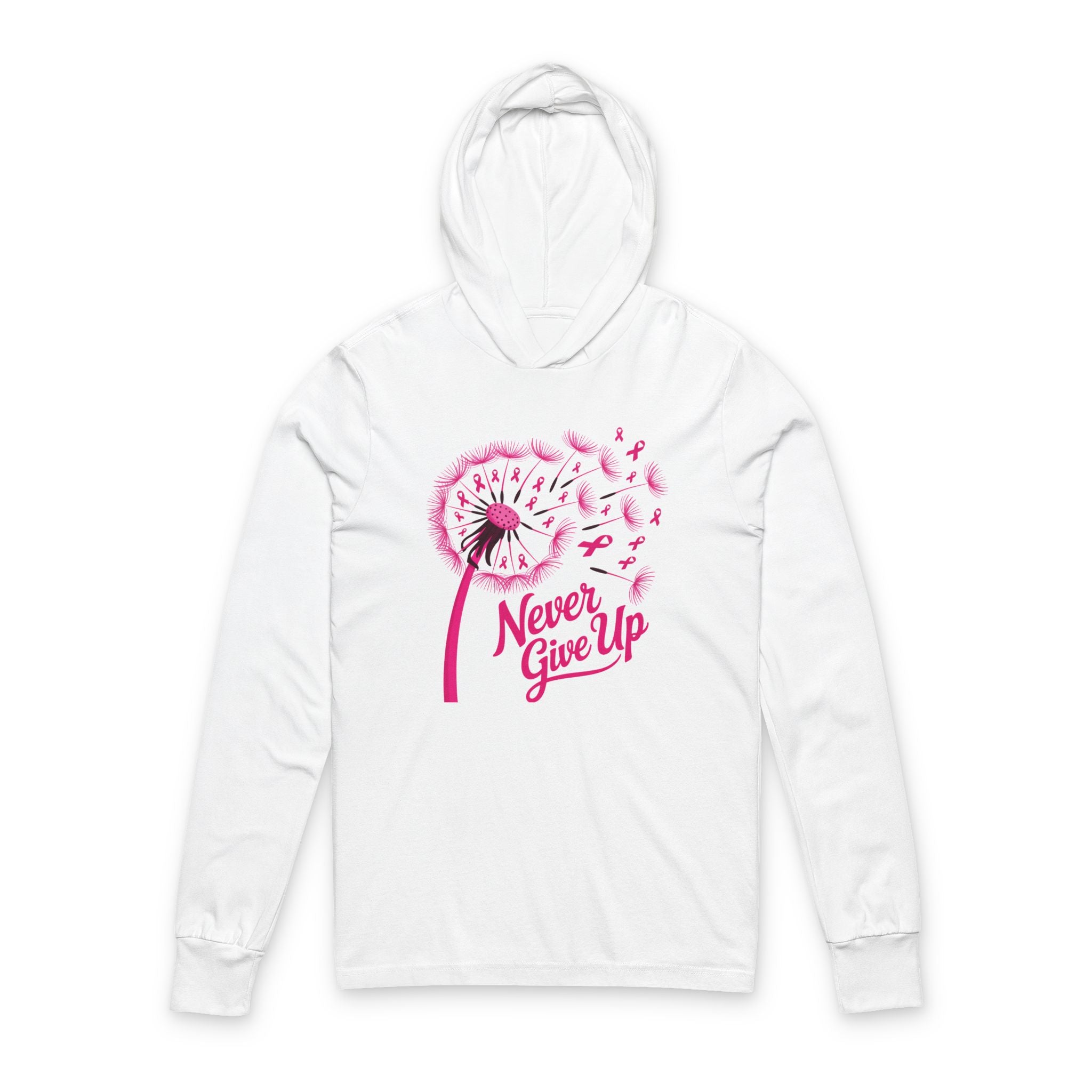 Inspirational Hoodie - Unisex Long Sleeve Tee - Never Give Up, Motivational Gift, Fitness Apparel, Hope Wear, Positive Vibes