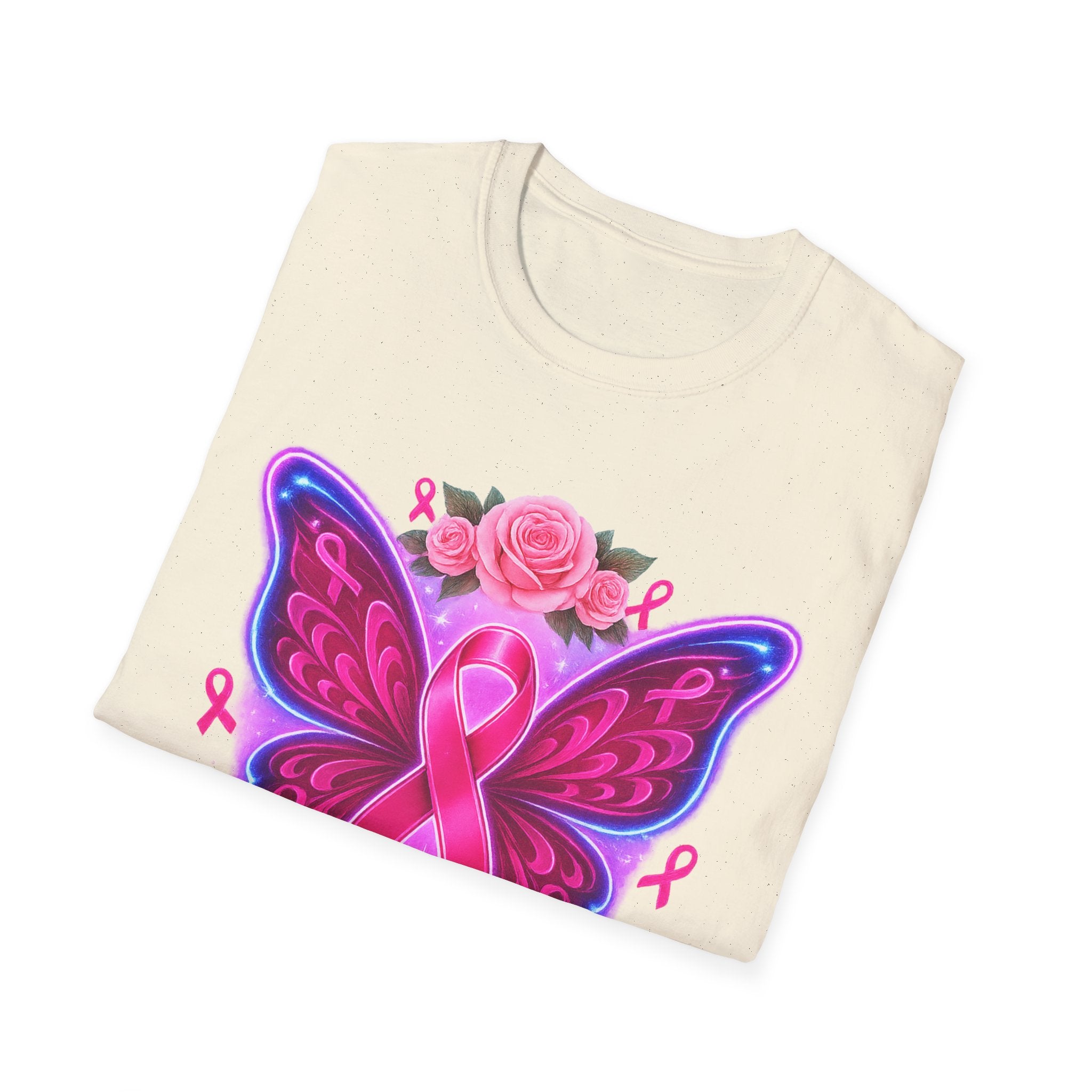 Hope Courage Butterfly T-Shirt, Breast Cancer Awareness Tee, Gift for Supporters, Unisex Softstyle Shirt, Inspirational Graphic Tee