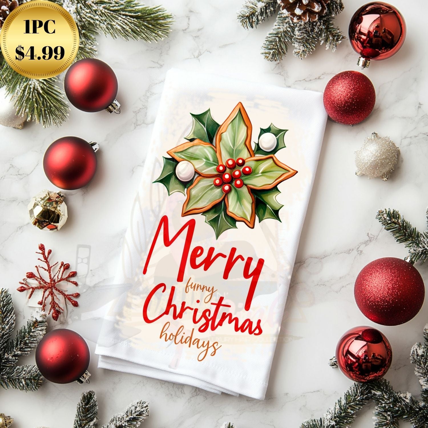White Christmas Hand Towel (Individual)