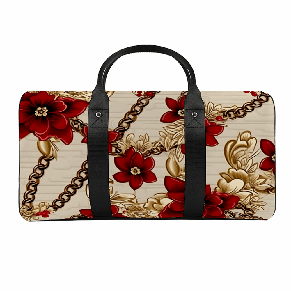 Burgandy & Light Brown Large Travel Luggage Gym Bags Duffel Bags