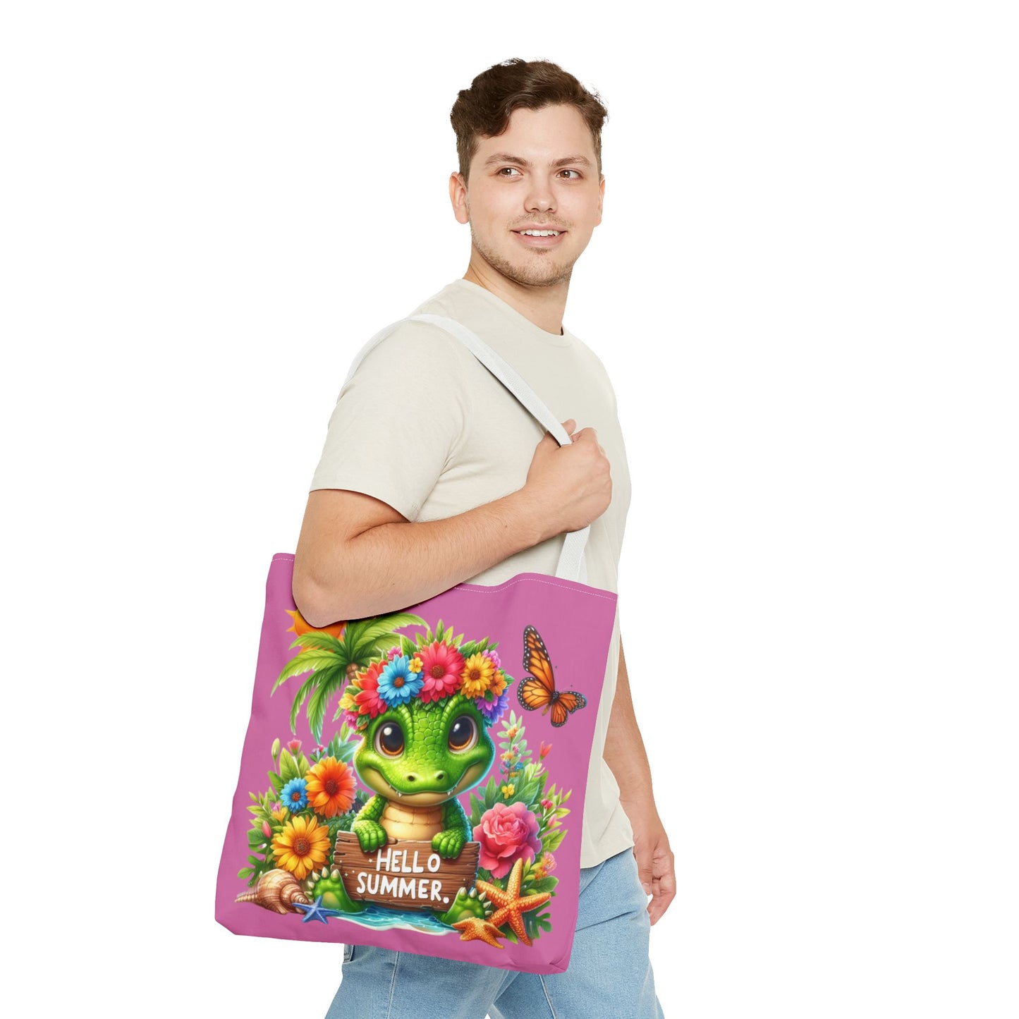 Hello Summer Cute Frog Tote Bag - Vibrant Beach Style for Summer Fun