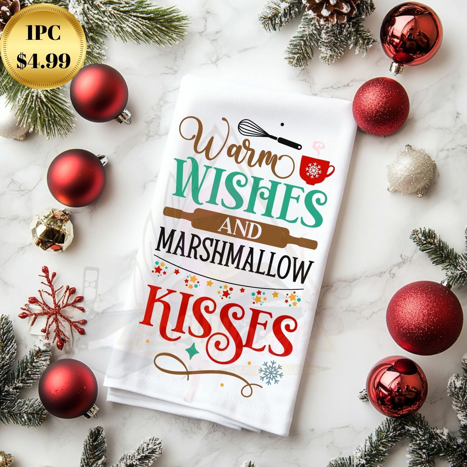 White Christmas Hand Towel (Individual)