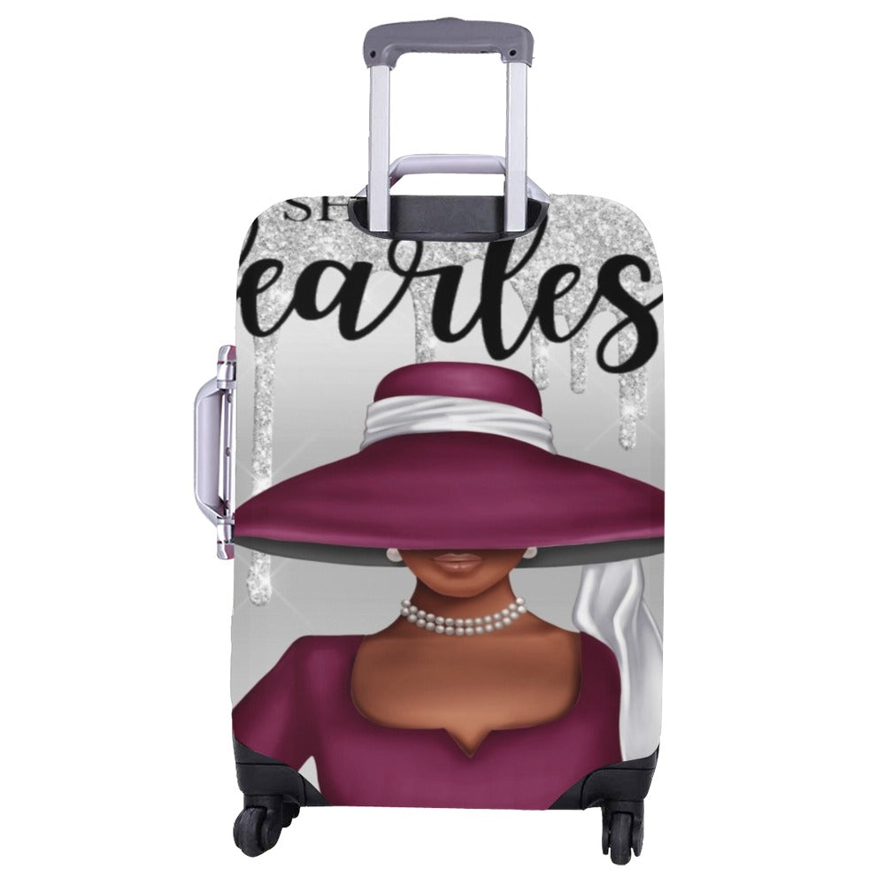 Mauve & Silver Church Lady Drip Luggage Cover Luggage Cover/Large 26"-28"