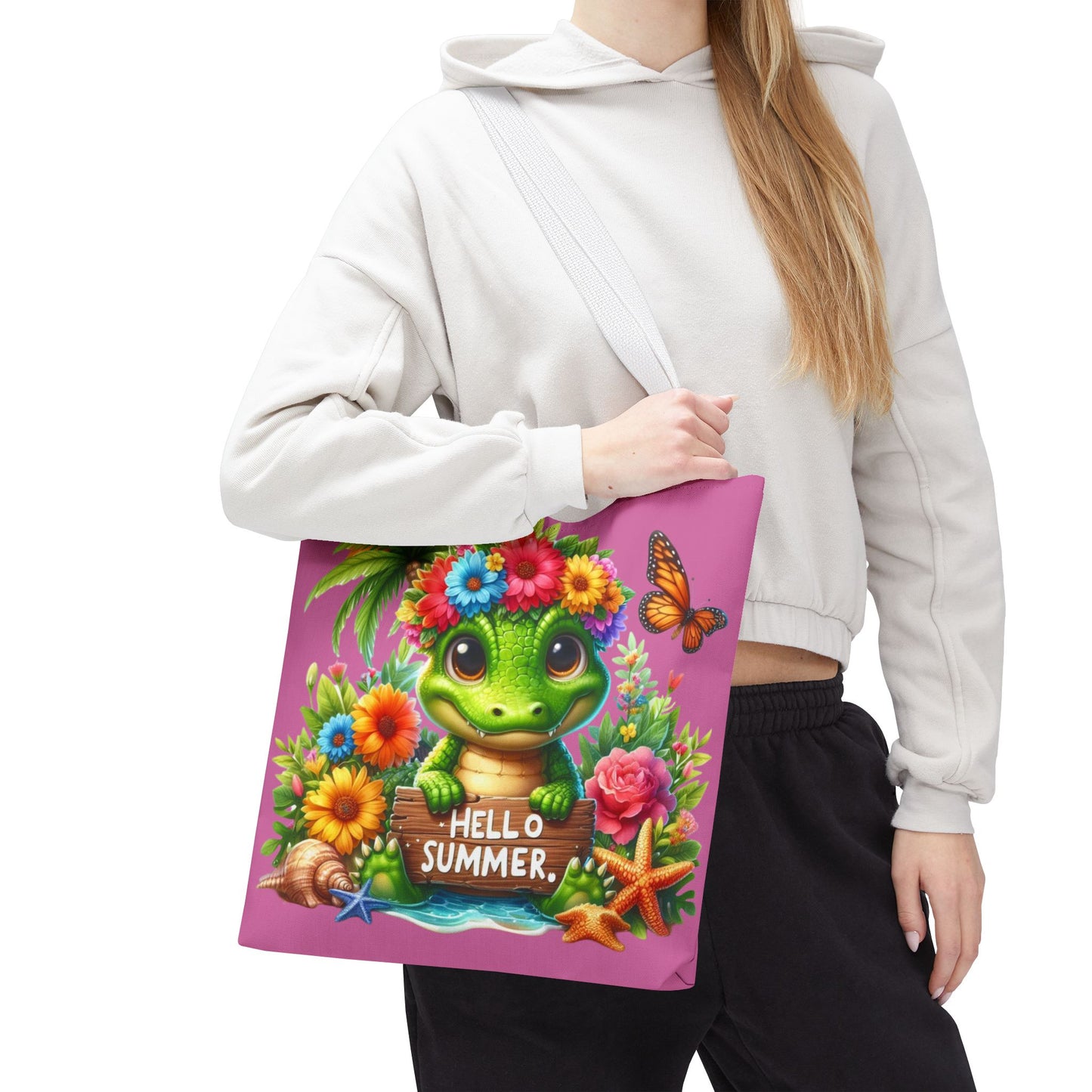 Hello Summer Cute Frog Tote Bag - Vibrant Beach Style for Summer Fun