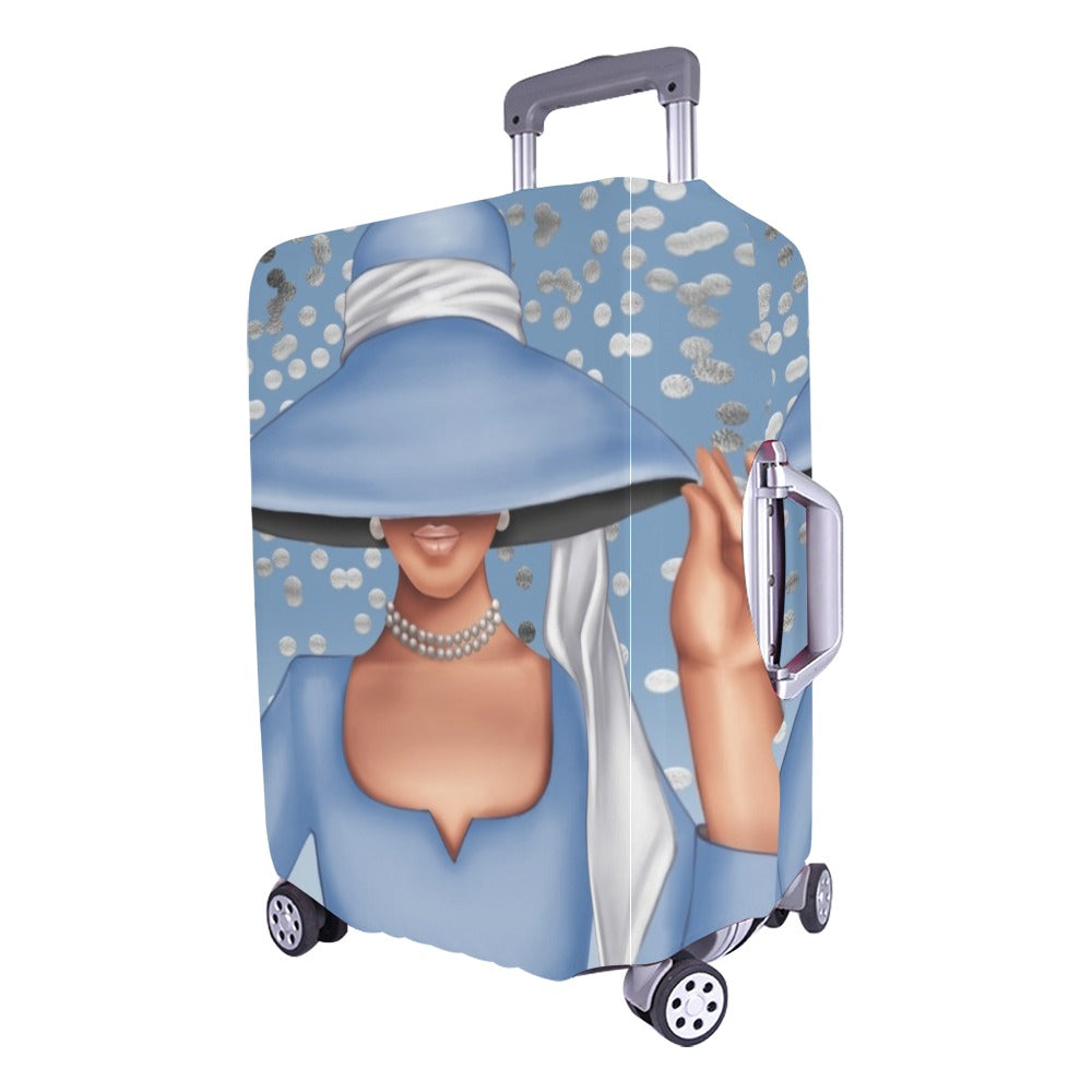 Light Blue Church Lady She Is fearless Luggage Cover Luggage Cover/Large 26"-28"