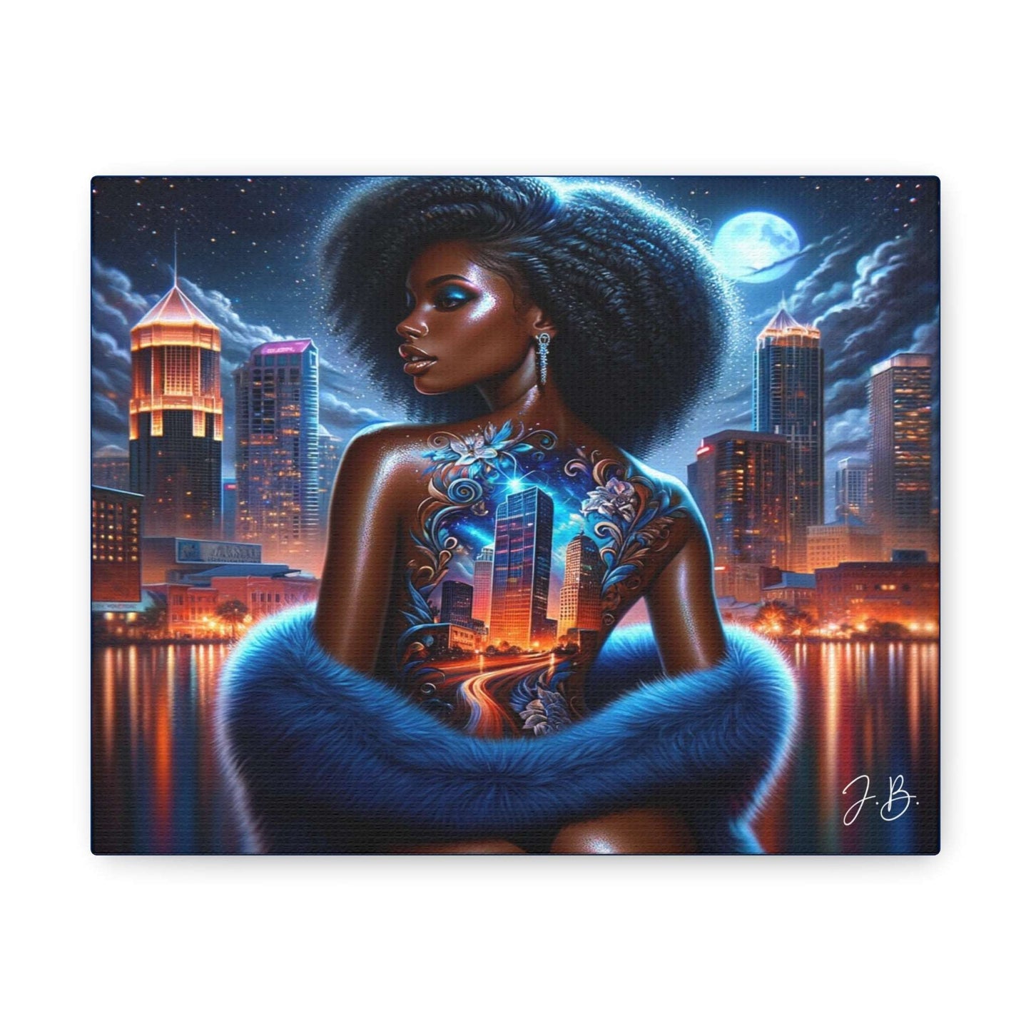 a painting of a woman sitting on a bench