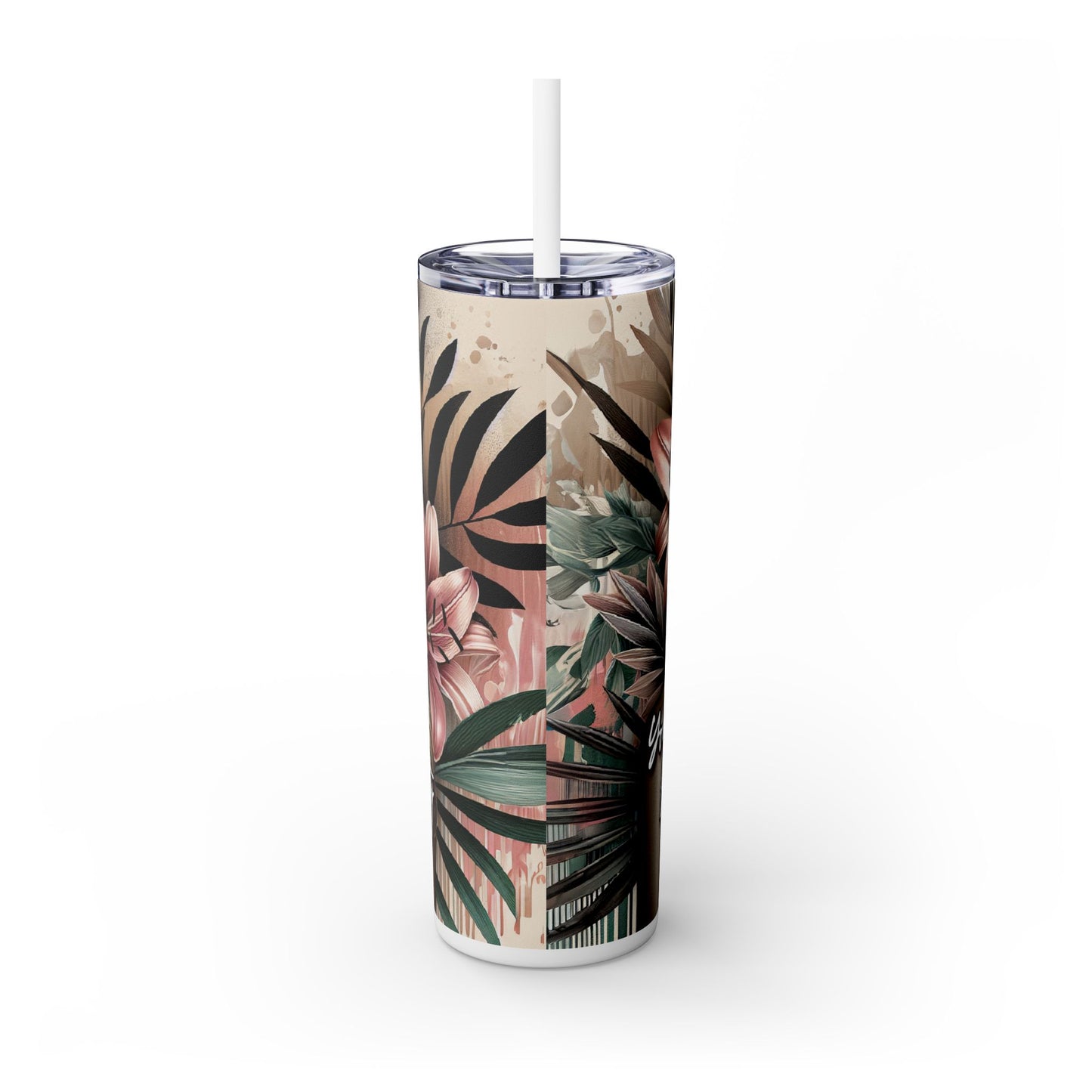 Tropical Tumbler with Caucasian Women and Calle Lilly Design #11 Affirmations, 20oz