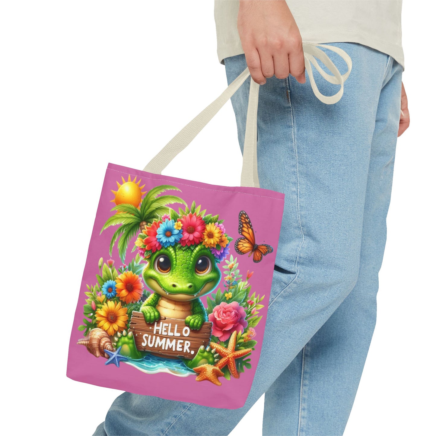 Hello Summer Cute Frog Tote Bag - Vibrant Beach Style for Summer Fun