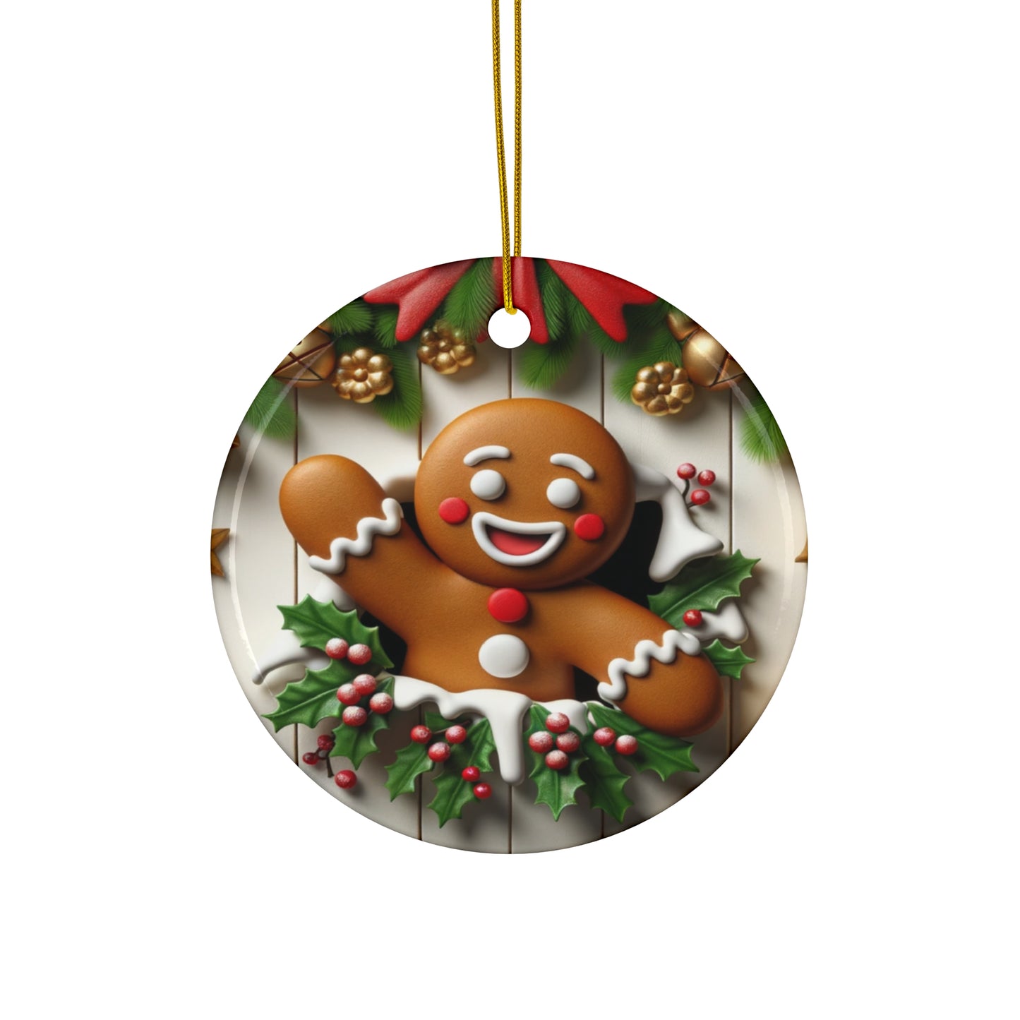 Brown Gingerbread Ceramic Ornament,