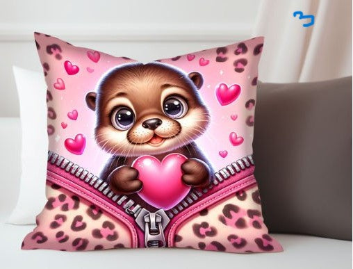 a doll is sitting next to a pink purse
