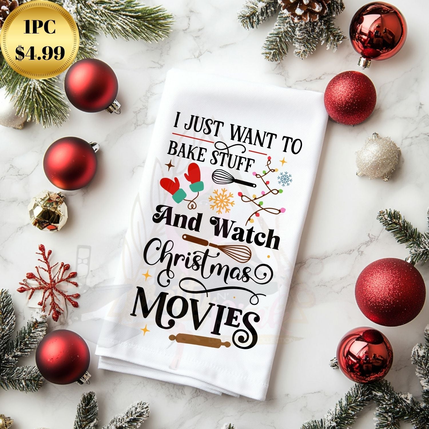 White Christmas Hand Towel (Individual)