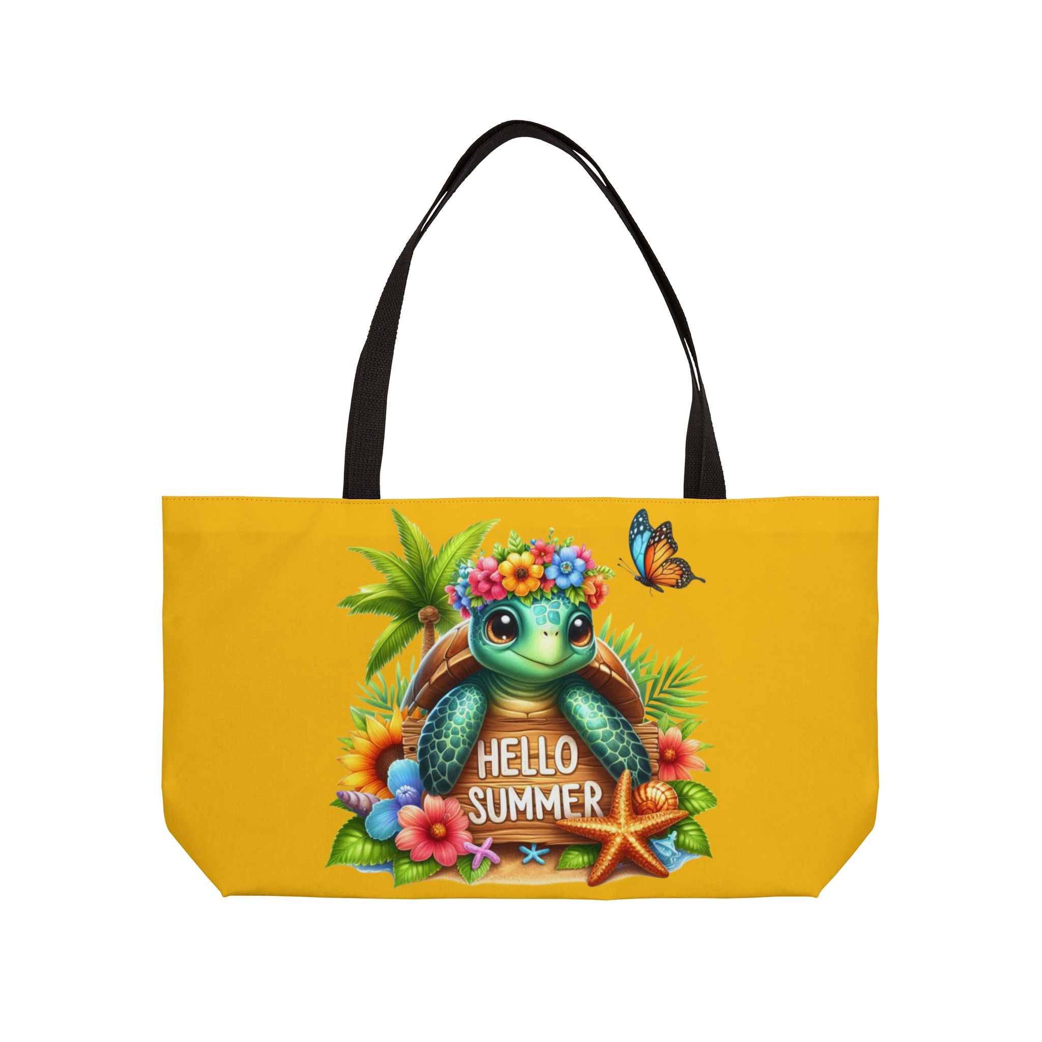 Hello Summer Turtle Weekender Tote Bag | Fun Beach Travel Bag