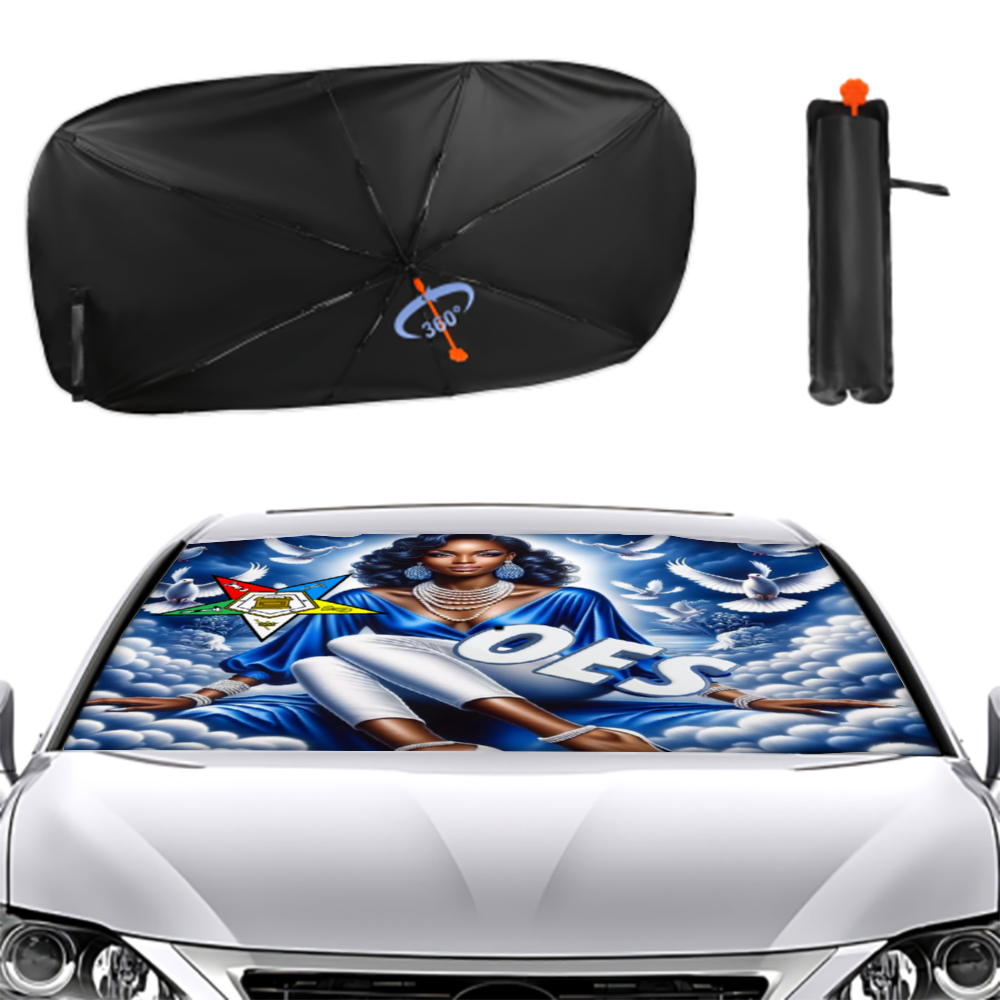 Blue Sky, OES, Sisterhood, Eastern Star, Sorority, Sistar, Masonic, Masonry Car Sunshade Umbrella Lightweight and Portable Cover Foldable Auto Protection Accessories