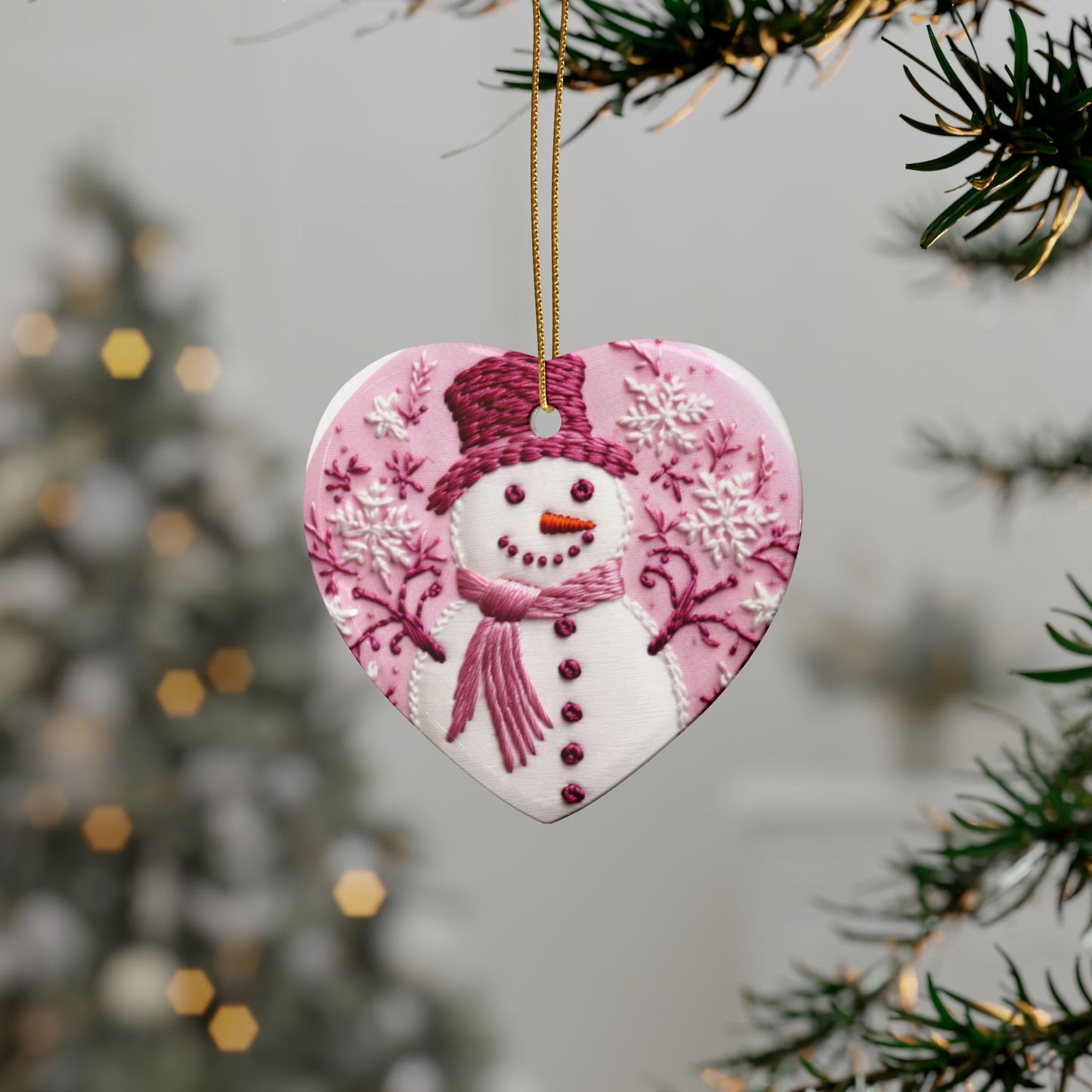 Heart Shape Embroidery Ceramic Ornaments (1pcs, 5pcs, 10pcs, 20pcs)