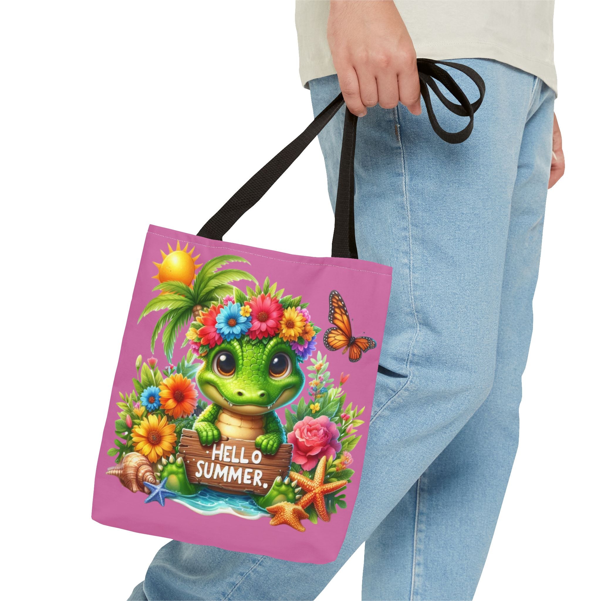 Hello Summer Cute Frog Tote Bag - Vibrant Beach Style for Summer Fun